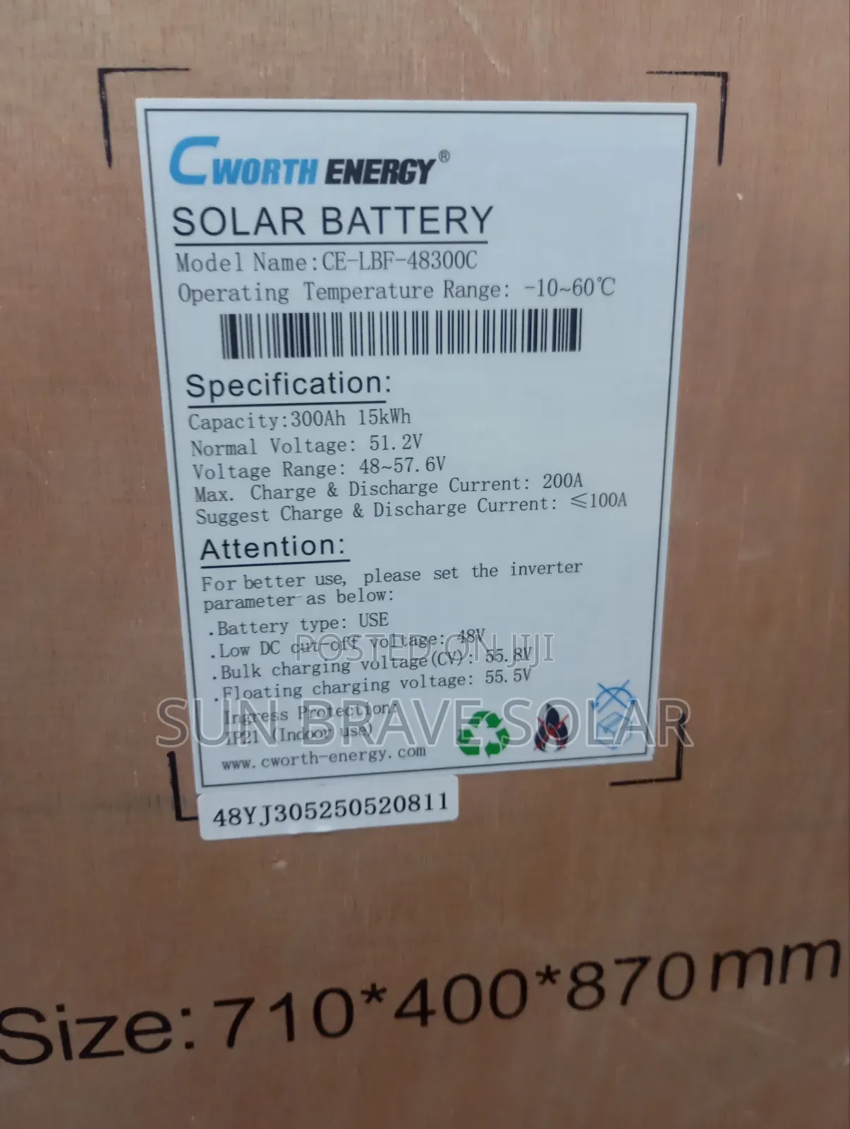 Cworth 15kwh 48v Lithium Ion Battery Available Stock