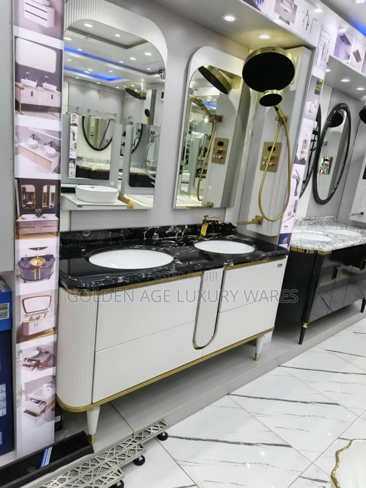 Luxury Double Cabinet Basin With Mirror