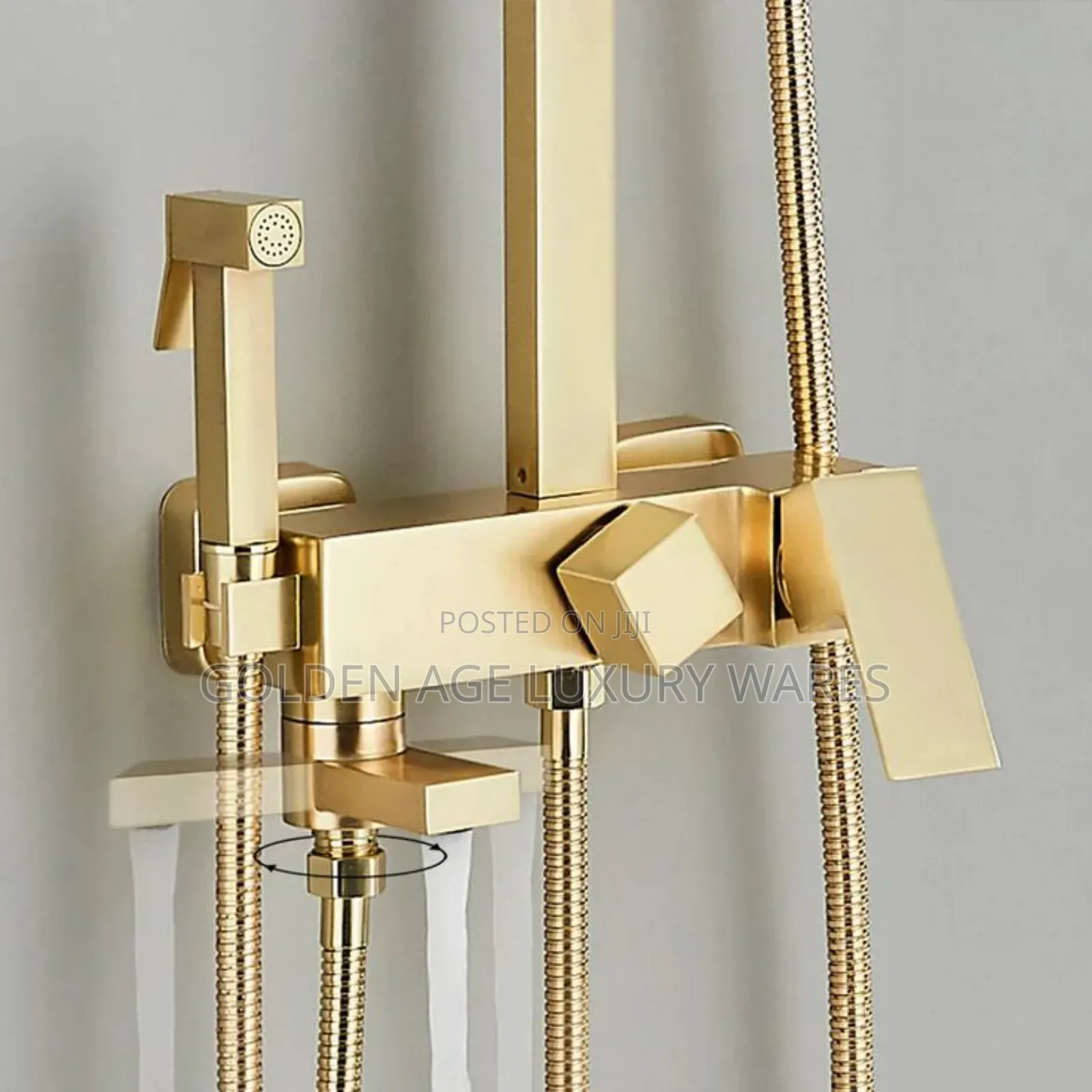 Square Brush Gold Shower Set