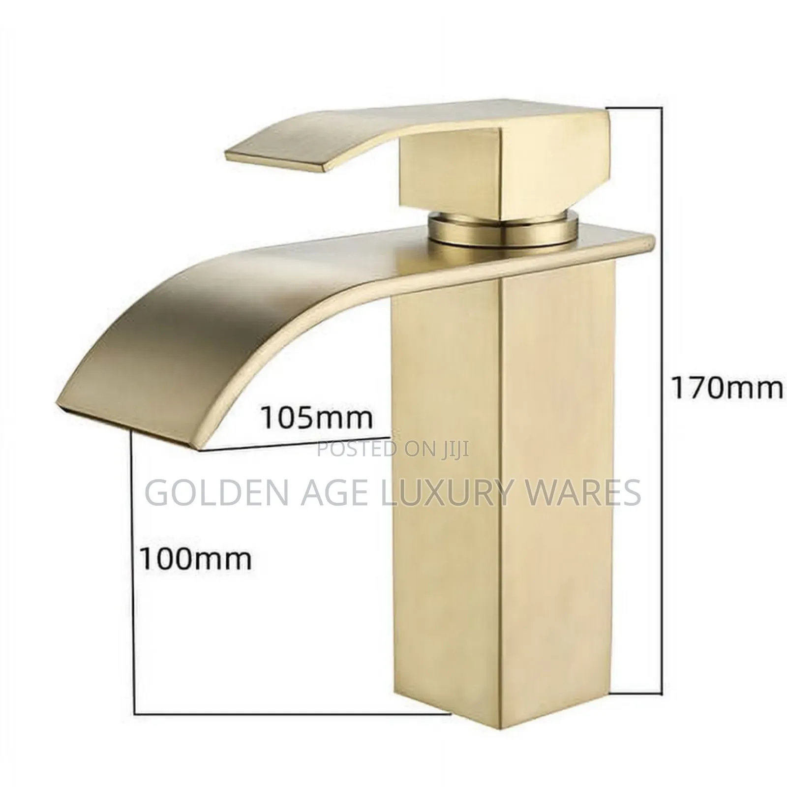 Brush Gold Waterfall Basin Mixer Short