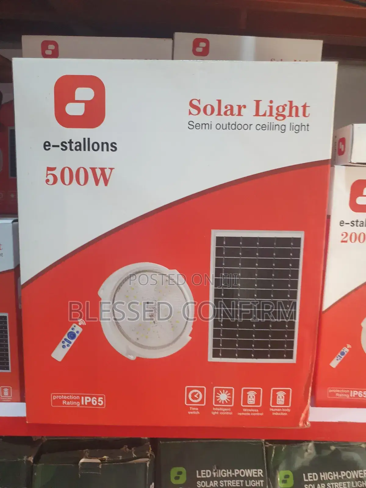 500watts Solar Led Ceiling Light With Panel and Remote