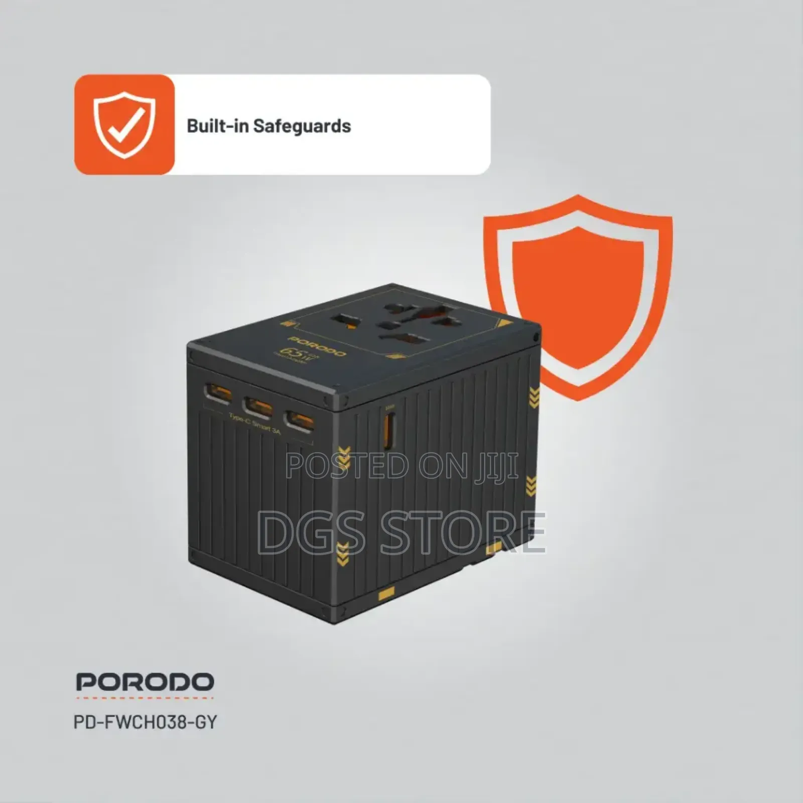 Porodo Fwc038 Gan 5 Port Travel Block Universal Charger