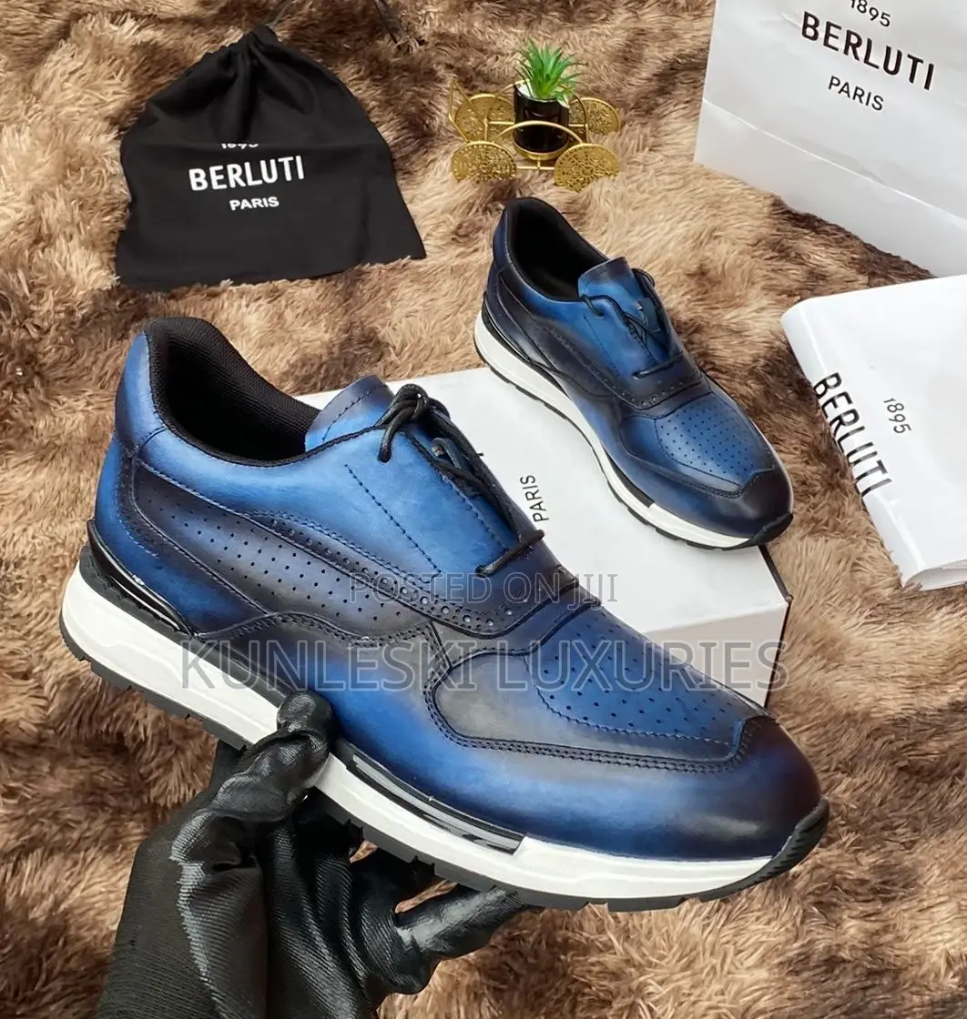 Original Berluti Lace Up Leather Sneakers for Men