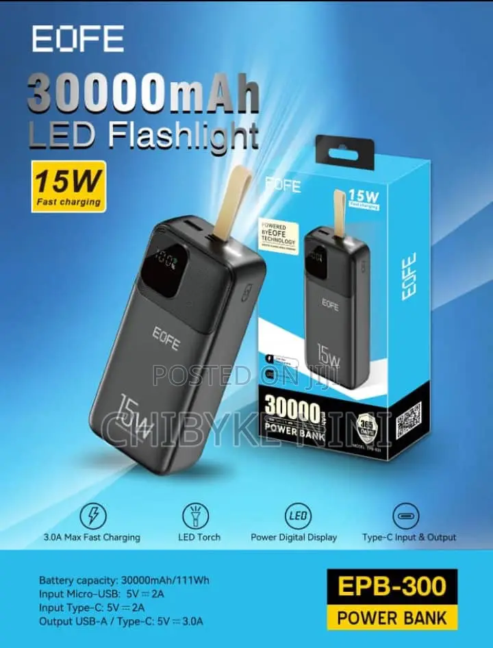 Eofe 15 Watts Fast Charging Powerbank 30,000mah