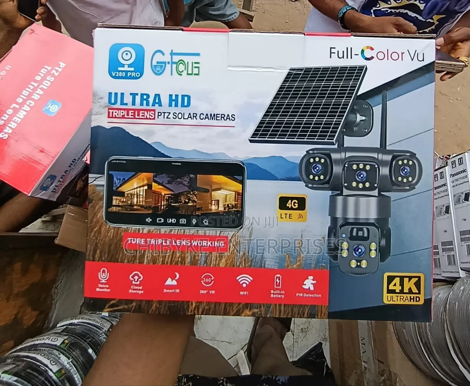 V380pro 3screen Solar PTZ Camera With Auto Tracking