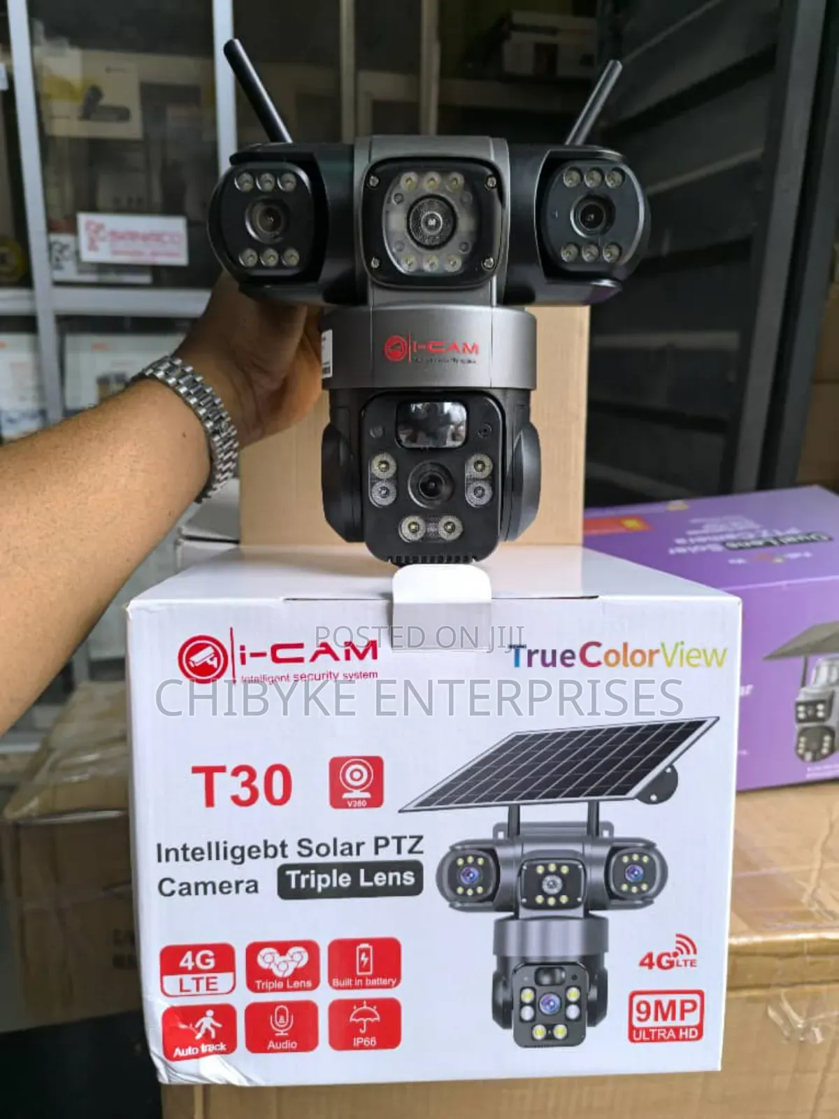 V380pro 3screen Solar PTZ Camera With Auto Tracking
