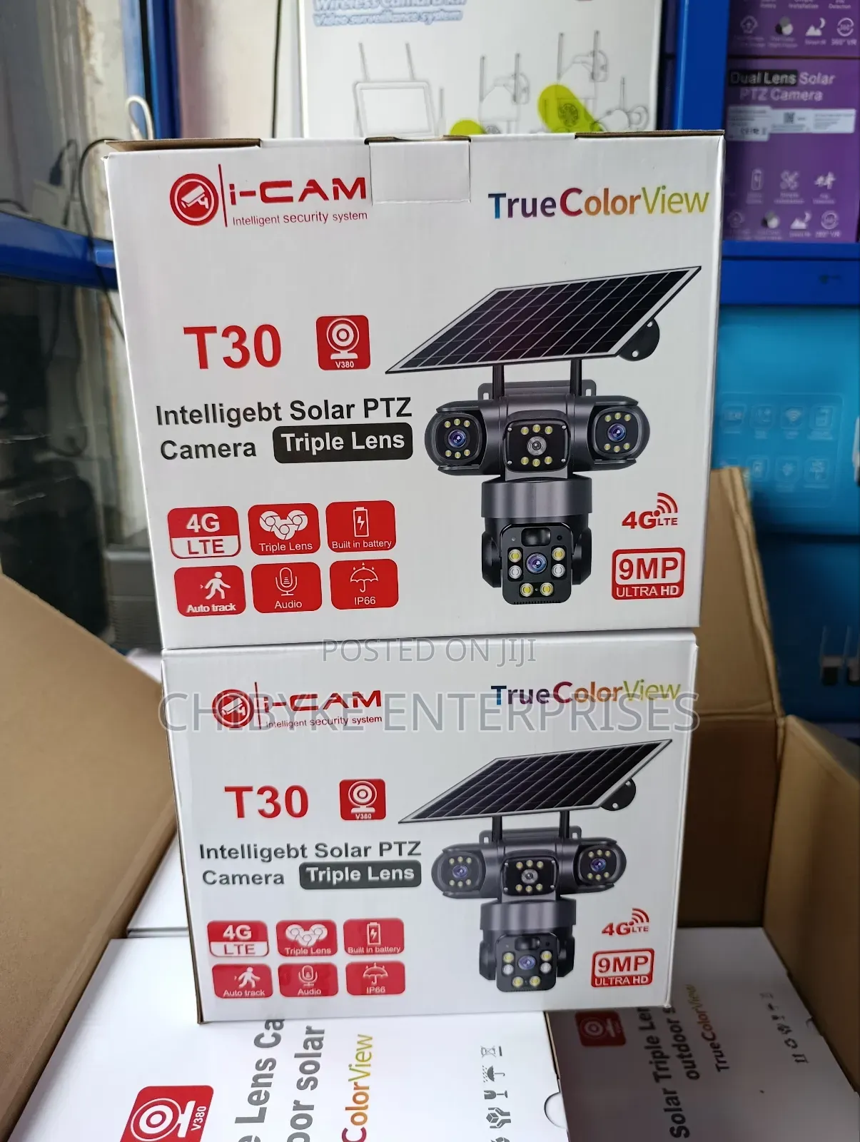 V380pro 3screen Solar PTZ Camera With Auto Tracking