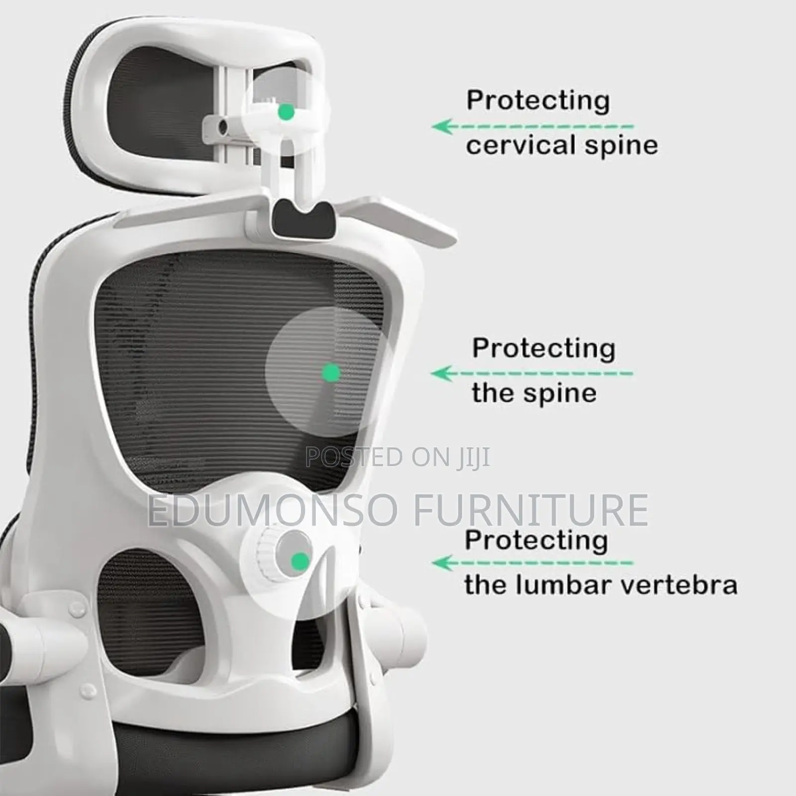 Ergonomic Office Chair for Waist Comfort, Adjustable Headrest