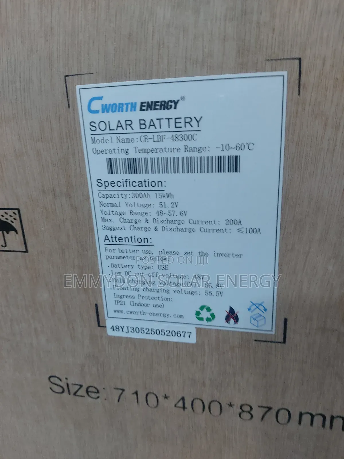 Cworth Lithium Iron Battery 15kwh 51.2v