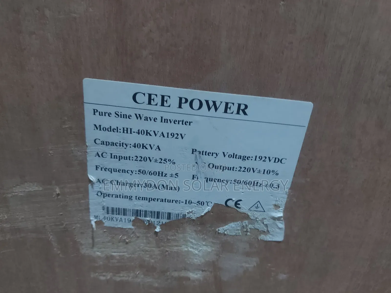 Cee Power Inverter 40kva 192v