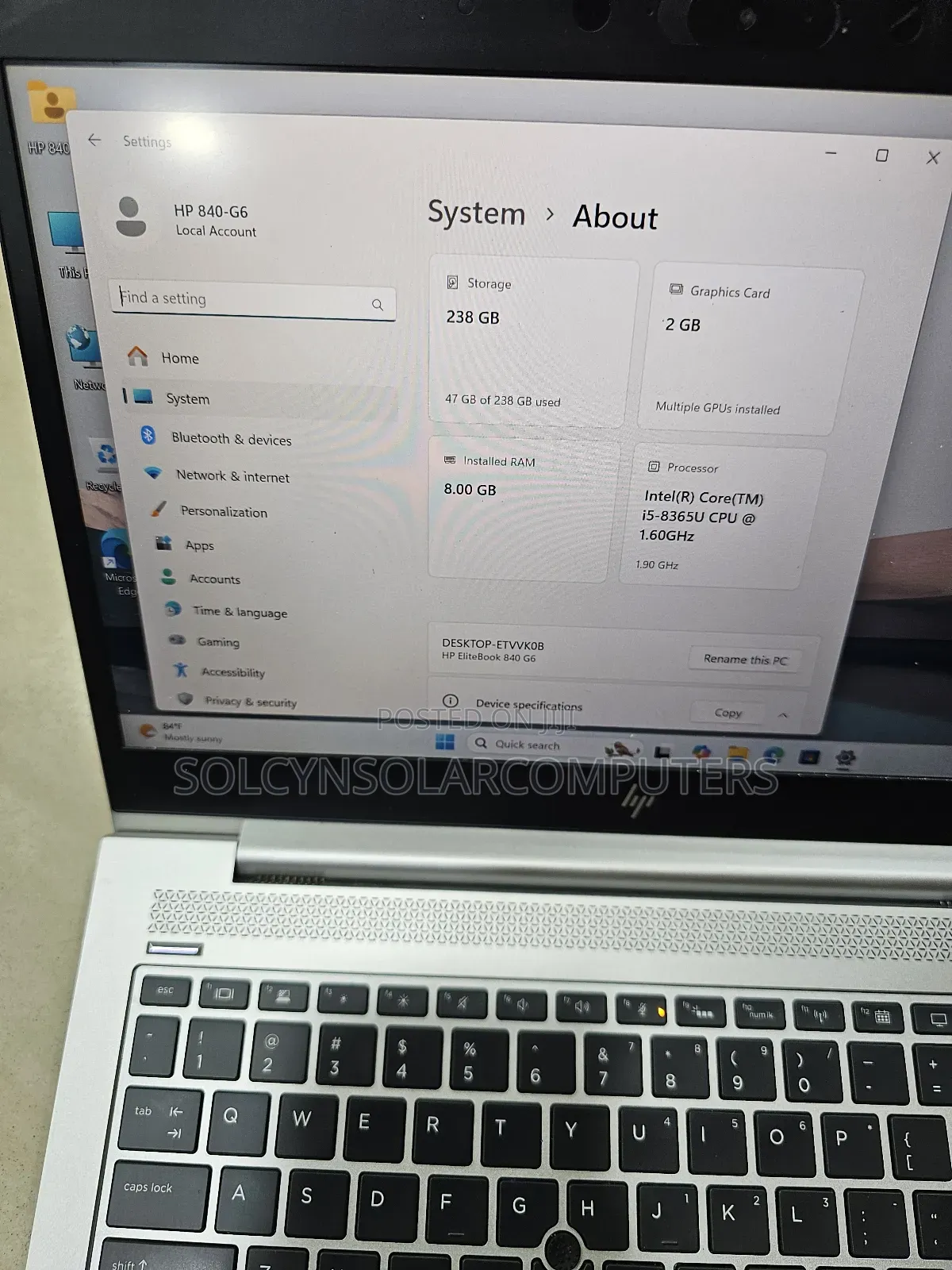 Laptop HP EliteBook 840 G6 8GB Intel Core I5 SSD 256GB