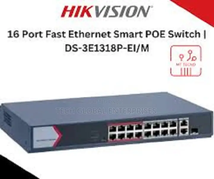 Hikvision Ds-3e1318p-Ei/M | 16 Port Fast Ethernet Smart Poe Switch
