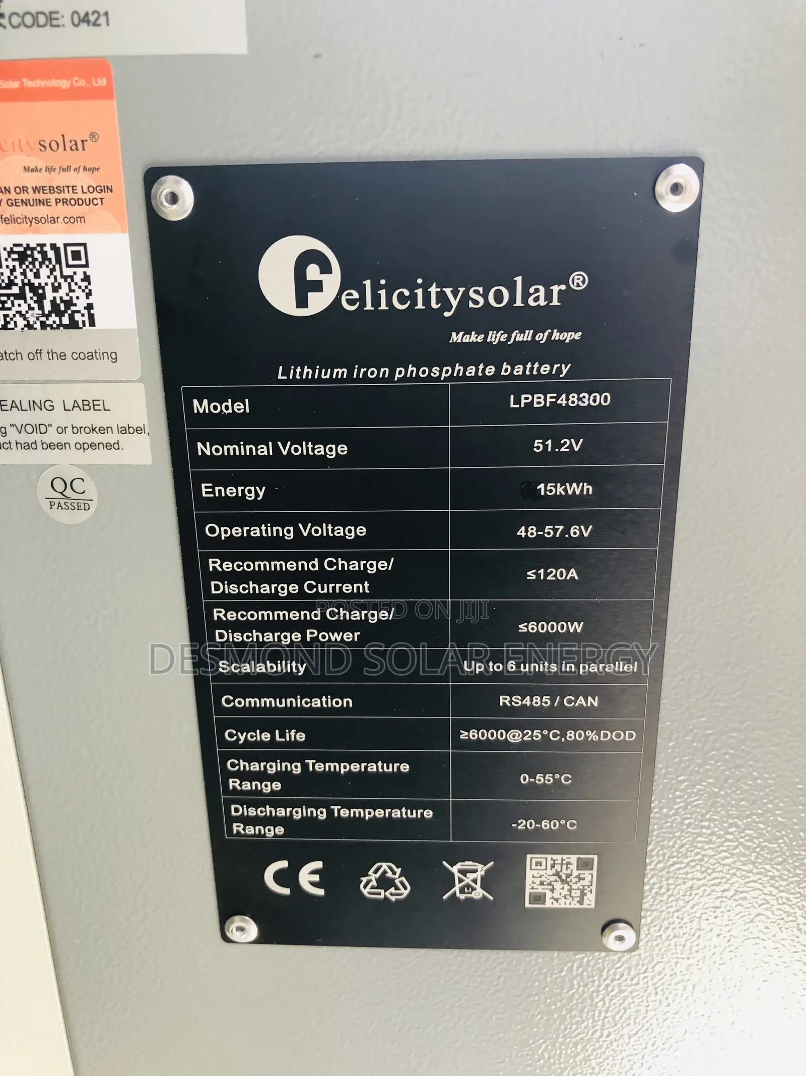 15kwh 51.2v Felicity Lithium Batteries With 5 Years Warranty