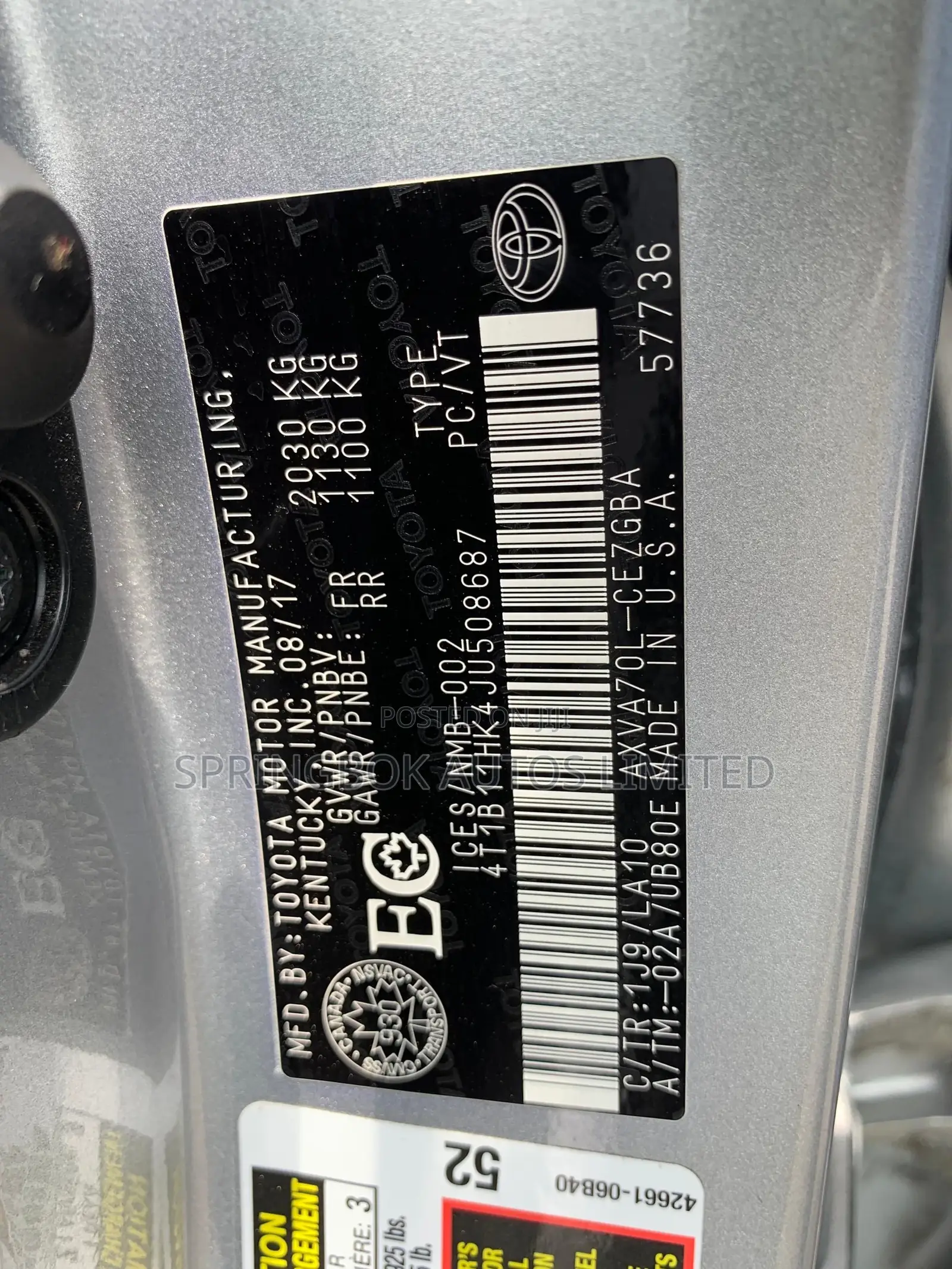 Toyota Camry XLE V6 FWD (3.5L 6cyl 8AM) 2018 Silver