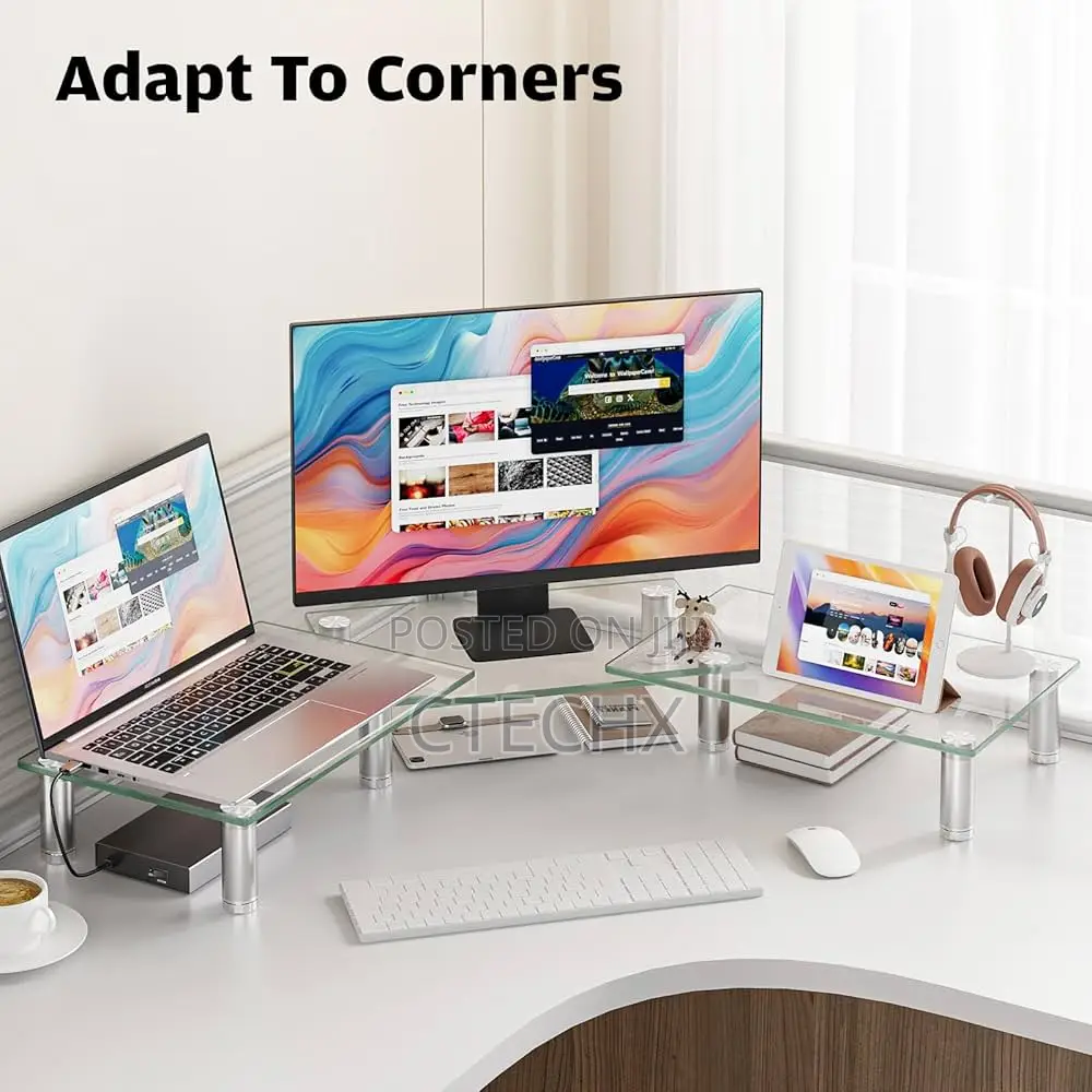 Dual Monitor Stand -Adjustable Length and Angle Dual Monitor Riser