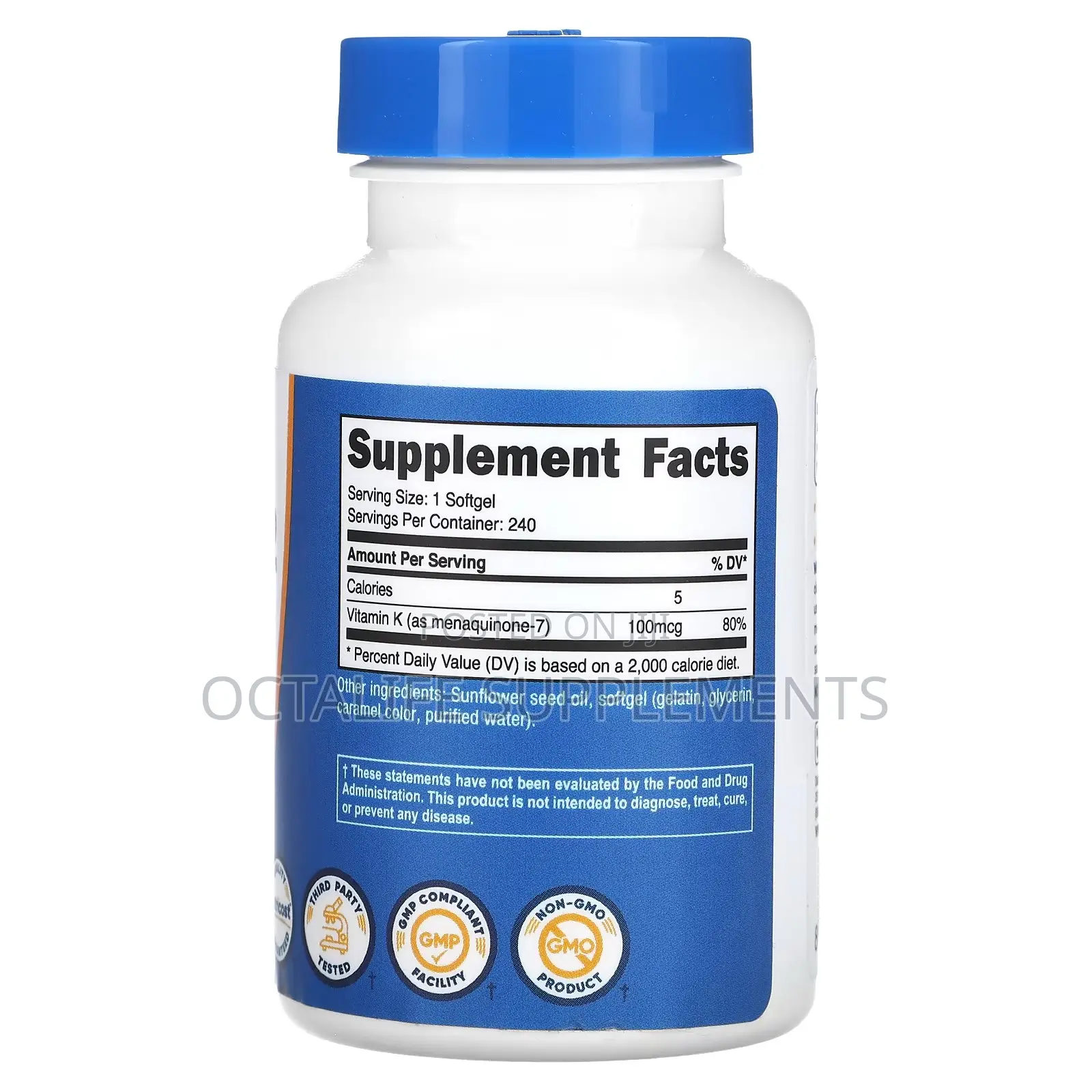 Nutricost, Vitamin K Mk7 , 100 McG, 240 Softgels