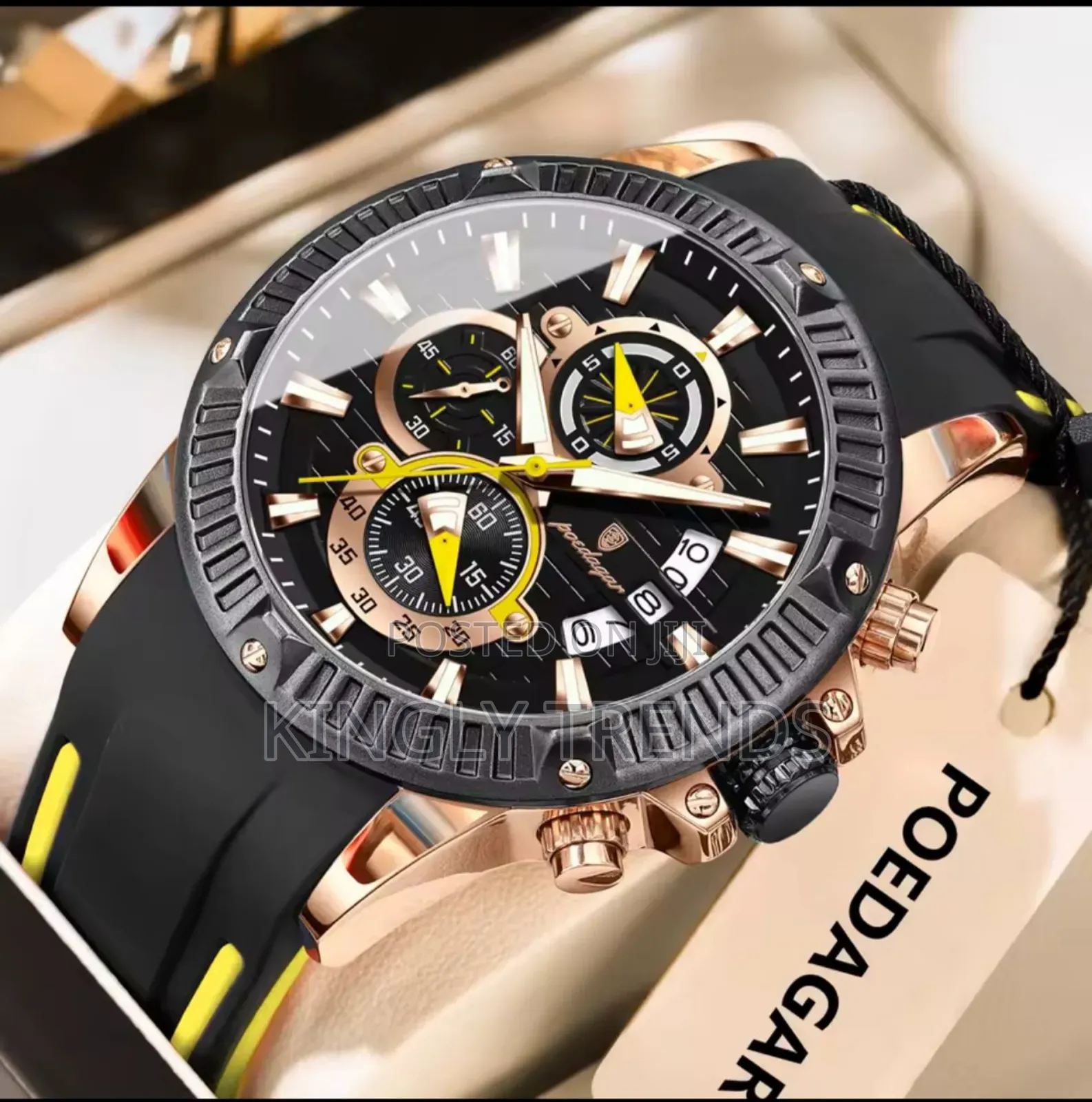 High Quality Poedagar Active Chronograph Rubber Wristwatch