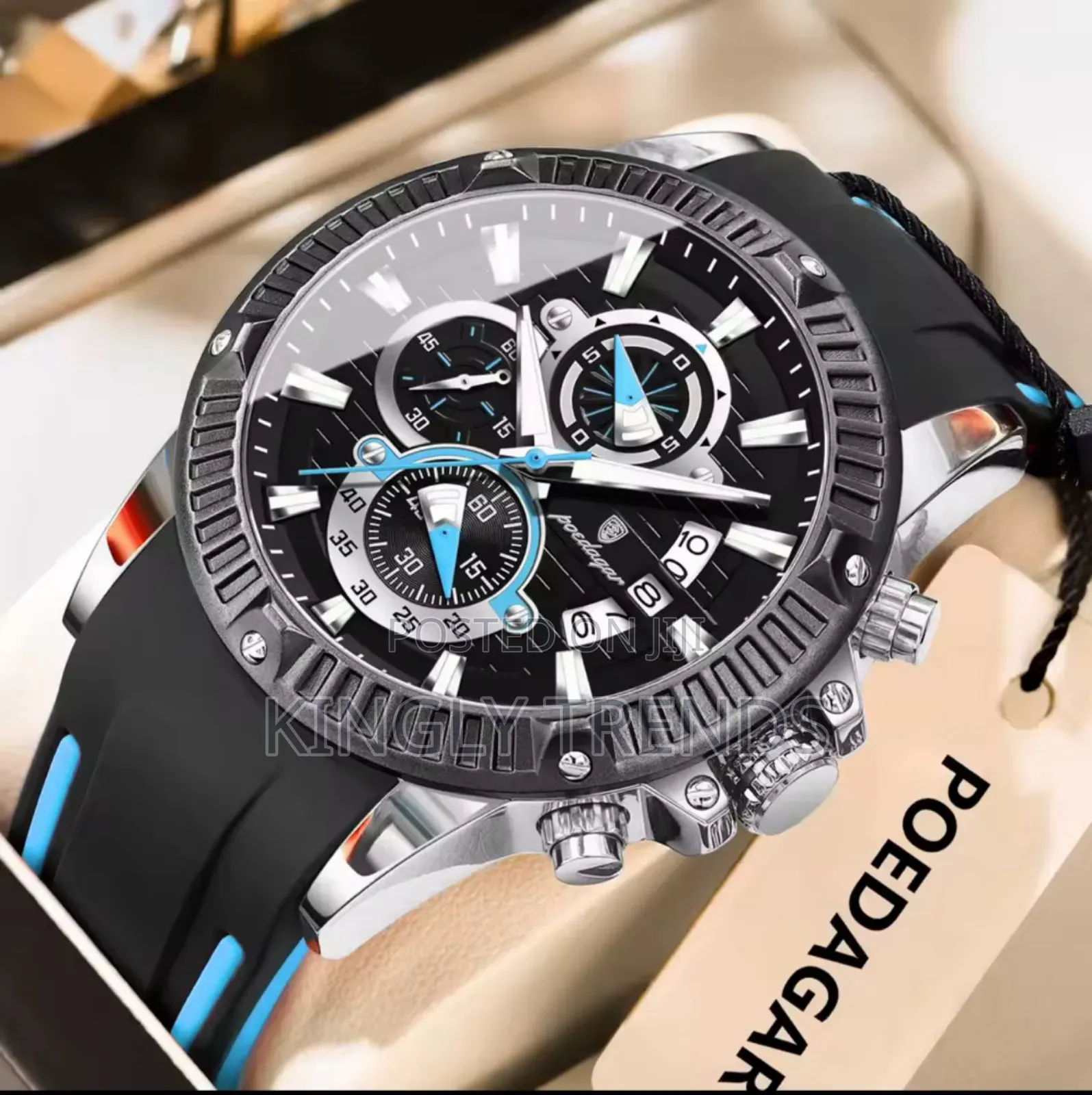 High Quality Poedagar Active Chronograph Rubber Wristwatch