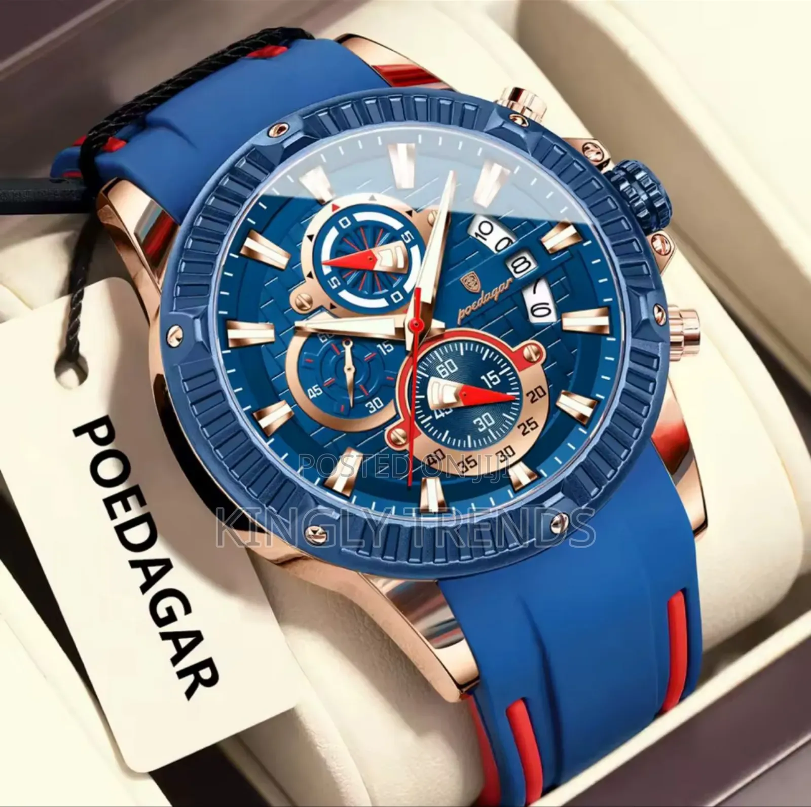 High Quality Poedagar Active Chronograph Rubber Wristwatch