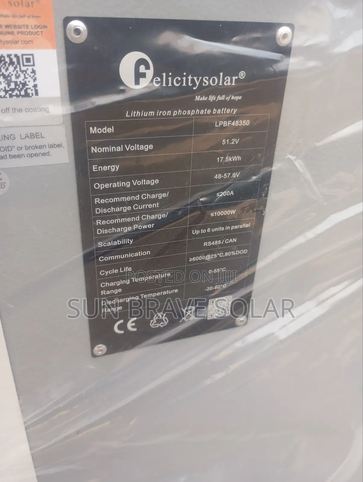 17.2kwh 51.2v Lithium Battery Available Felicity