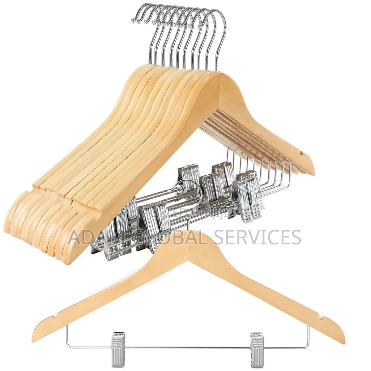10pcs Wooden Hangers With Clips