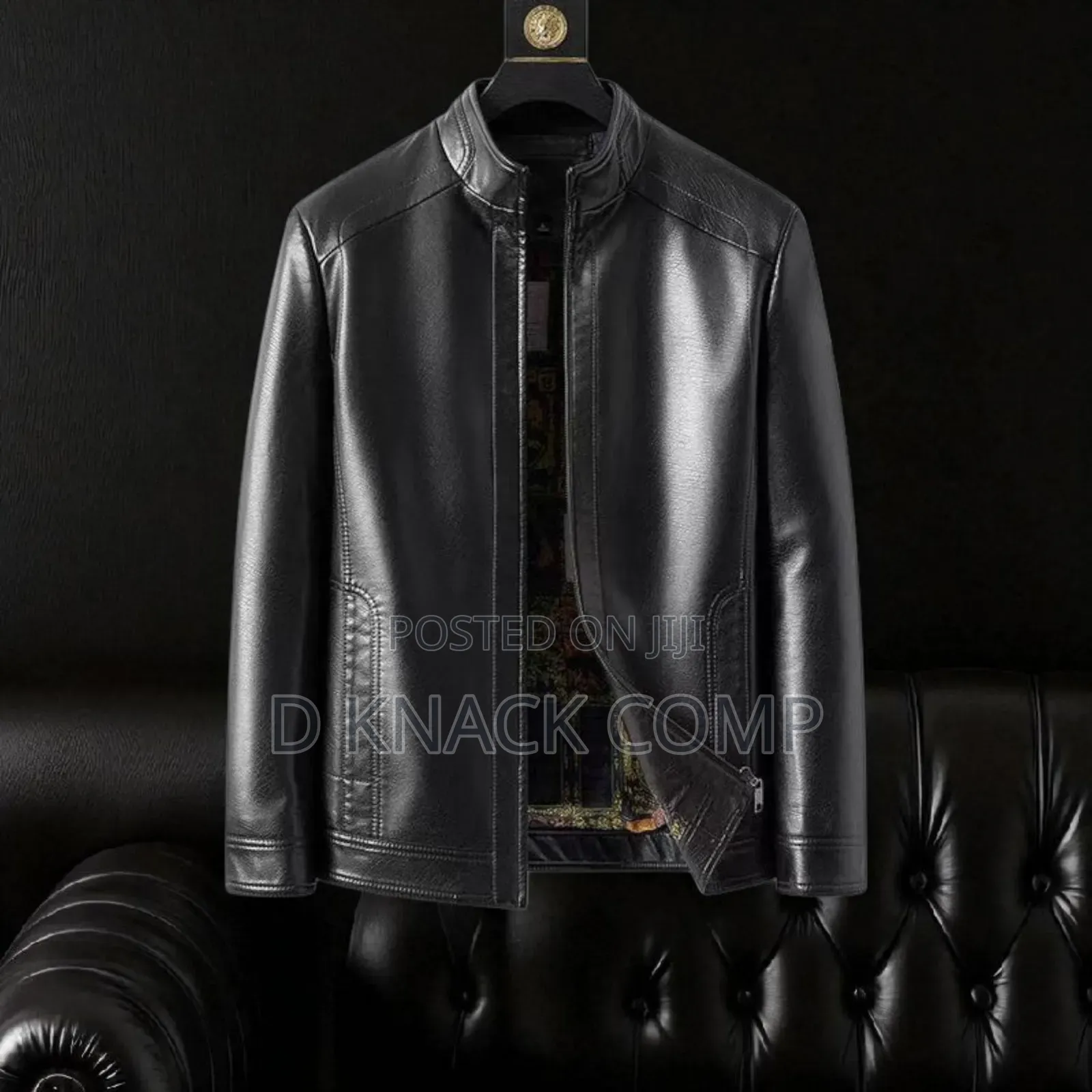 Men's Big Size Windproof Leather Jacket -Black