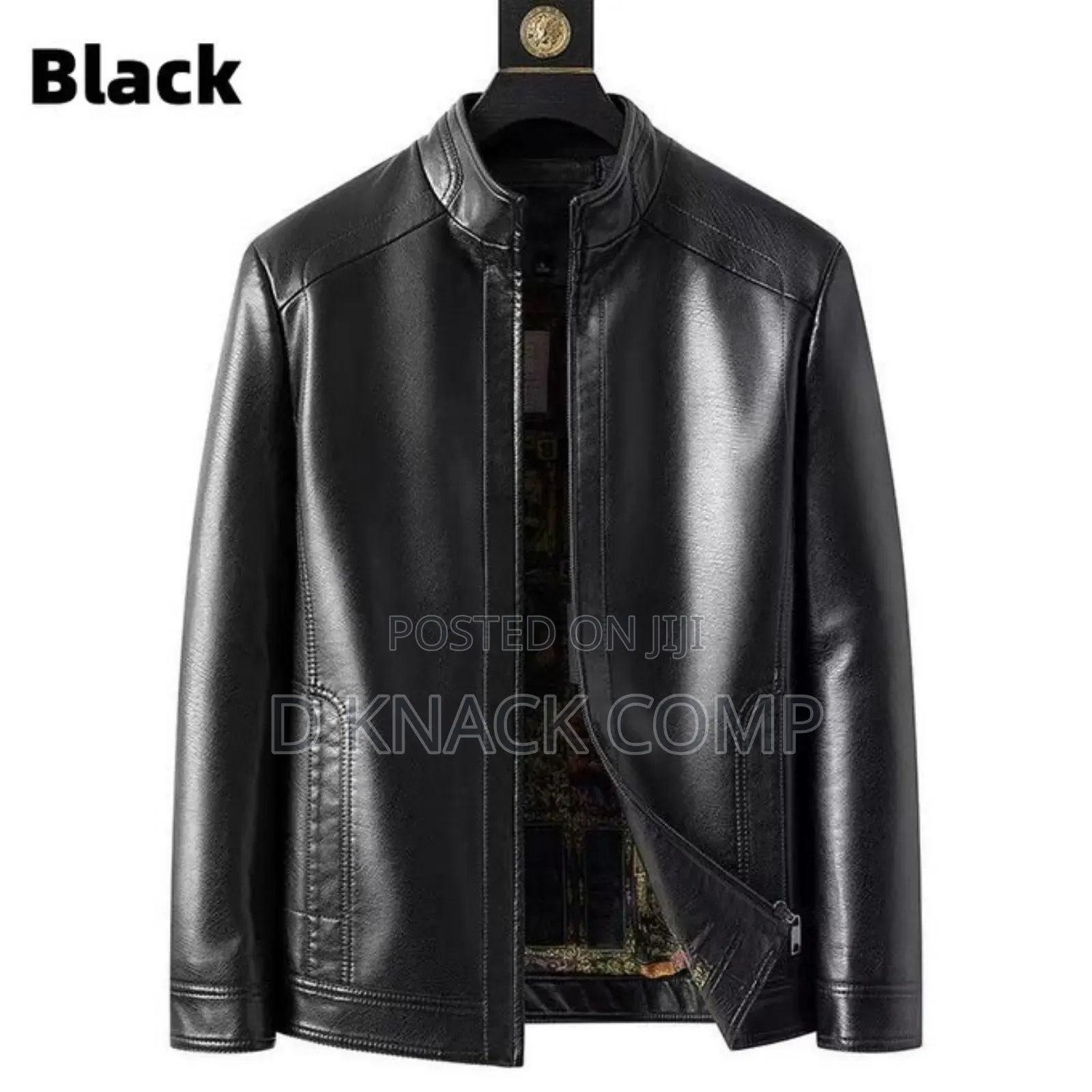 Men's Big Size Windproof Leather Jacket -Black