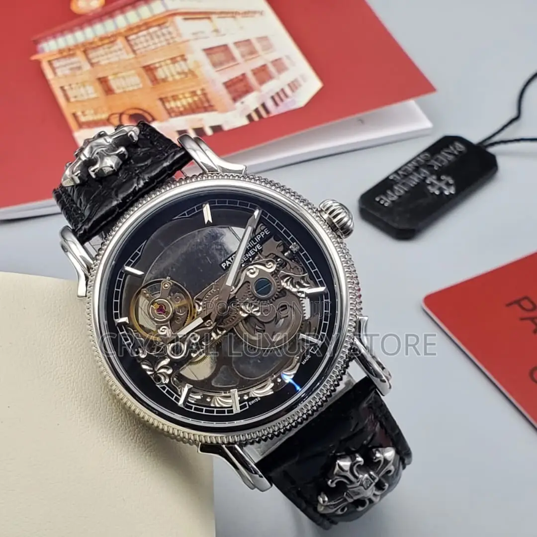 Patek Philippe Quality Luxury Transparent Genuine Leather Wristwatch