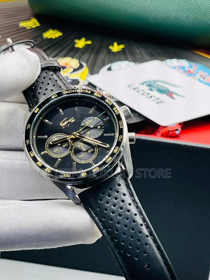 Lacoste Quality Luxury Men Genuine Leather Wristwatch
