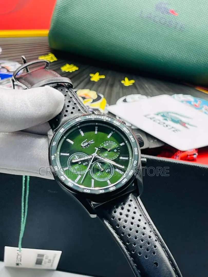 Lacoste Quality Luxury Men Genuine Leather Wristwatch