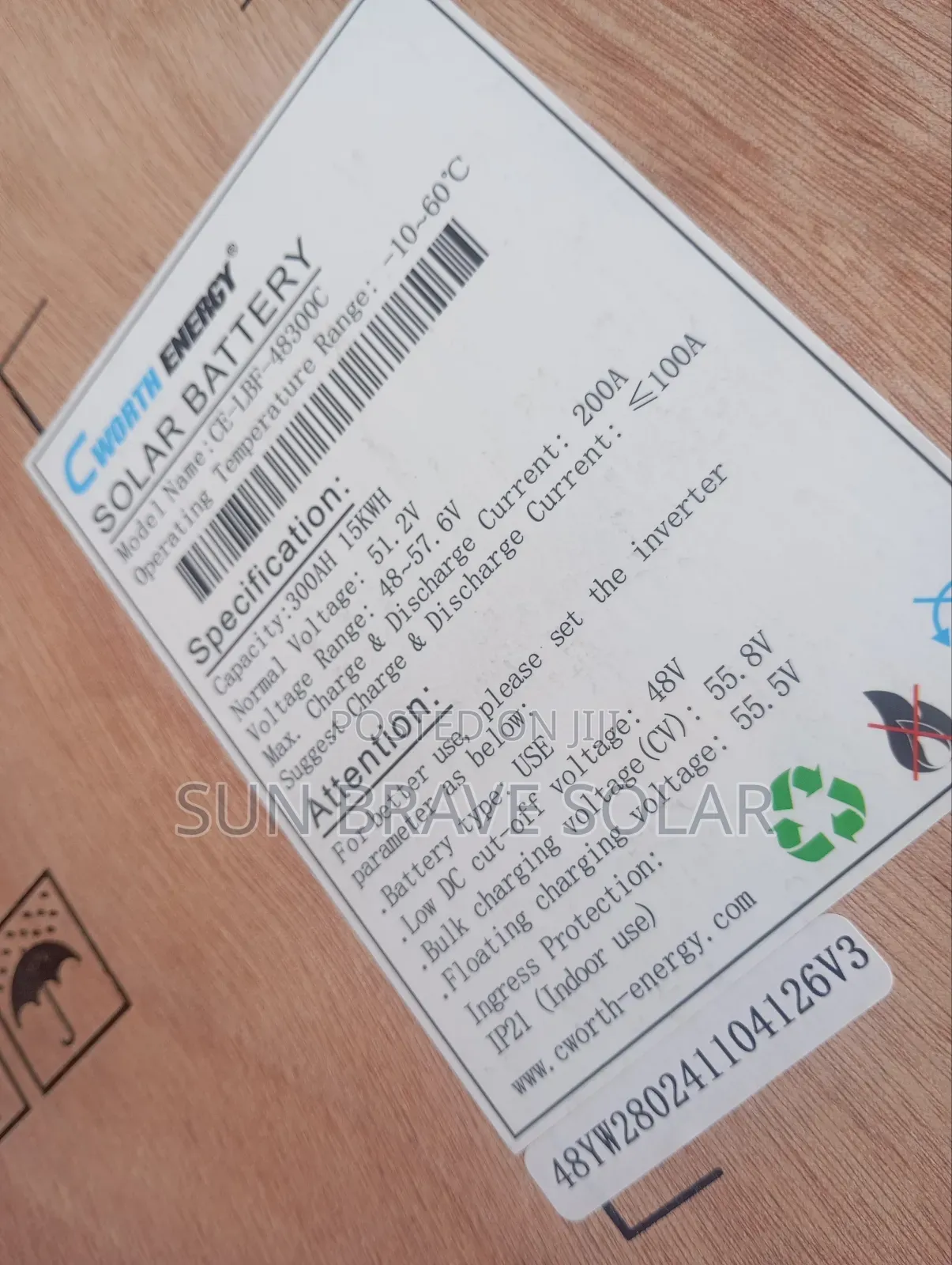 15kwh 51.2v Cworth Energy Lithium Ion Battery Available