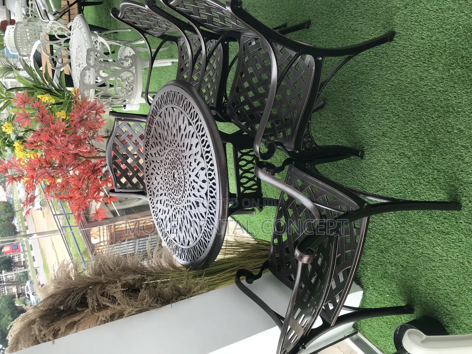 Black Metal Outdoor Set of Table and 4 Chairs