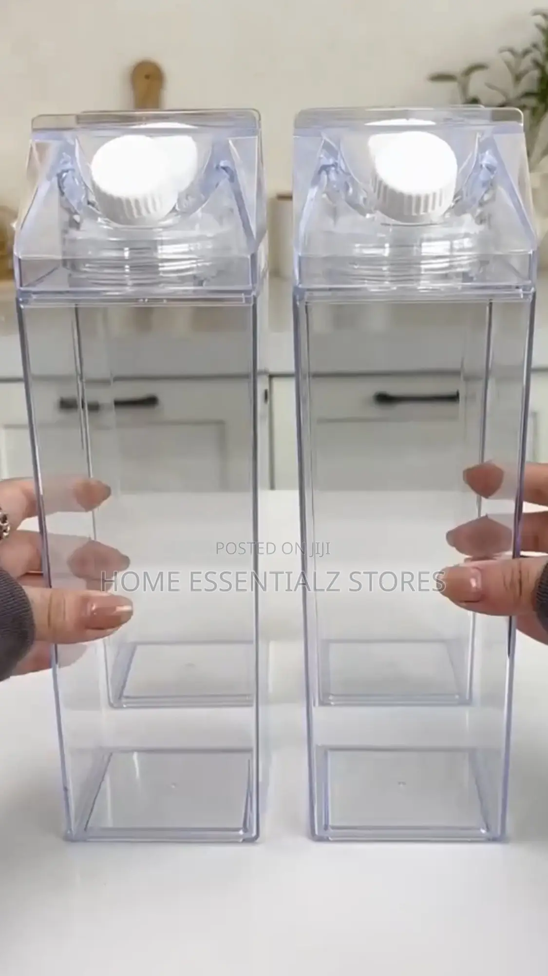 1000ml Clear Acrylic Milk Carton Water Bottle - Juice and Detox Bottle