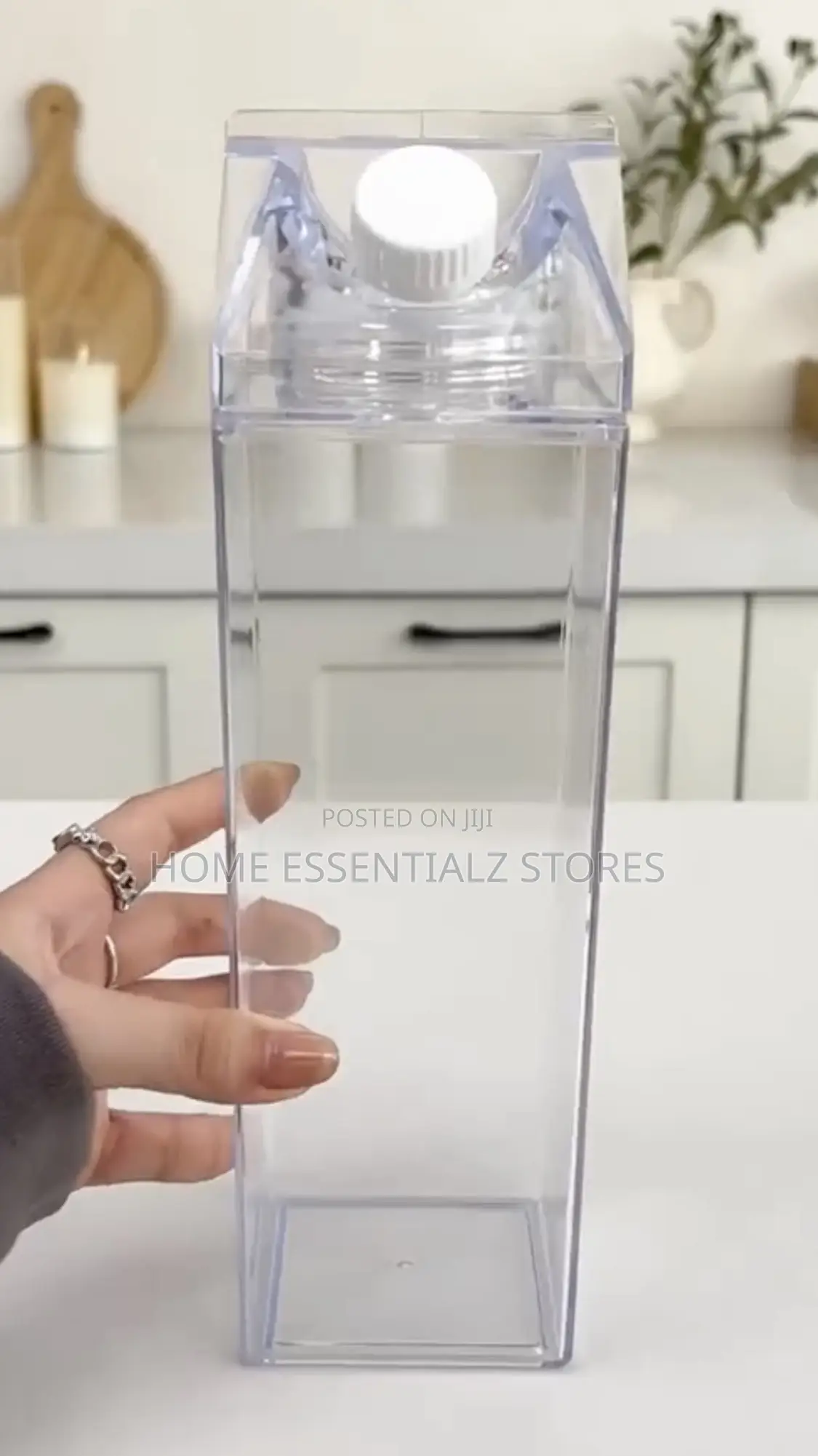 1000ml Clear Acrylic Milk Carton Water Bottle - Juice and Detox Bottle