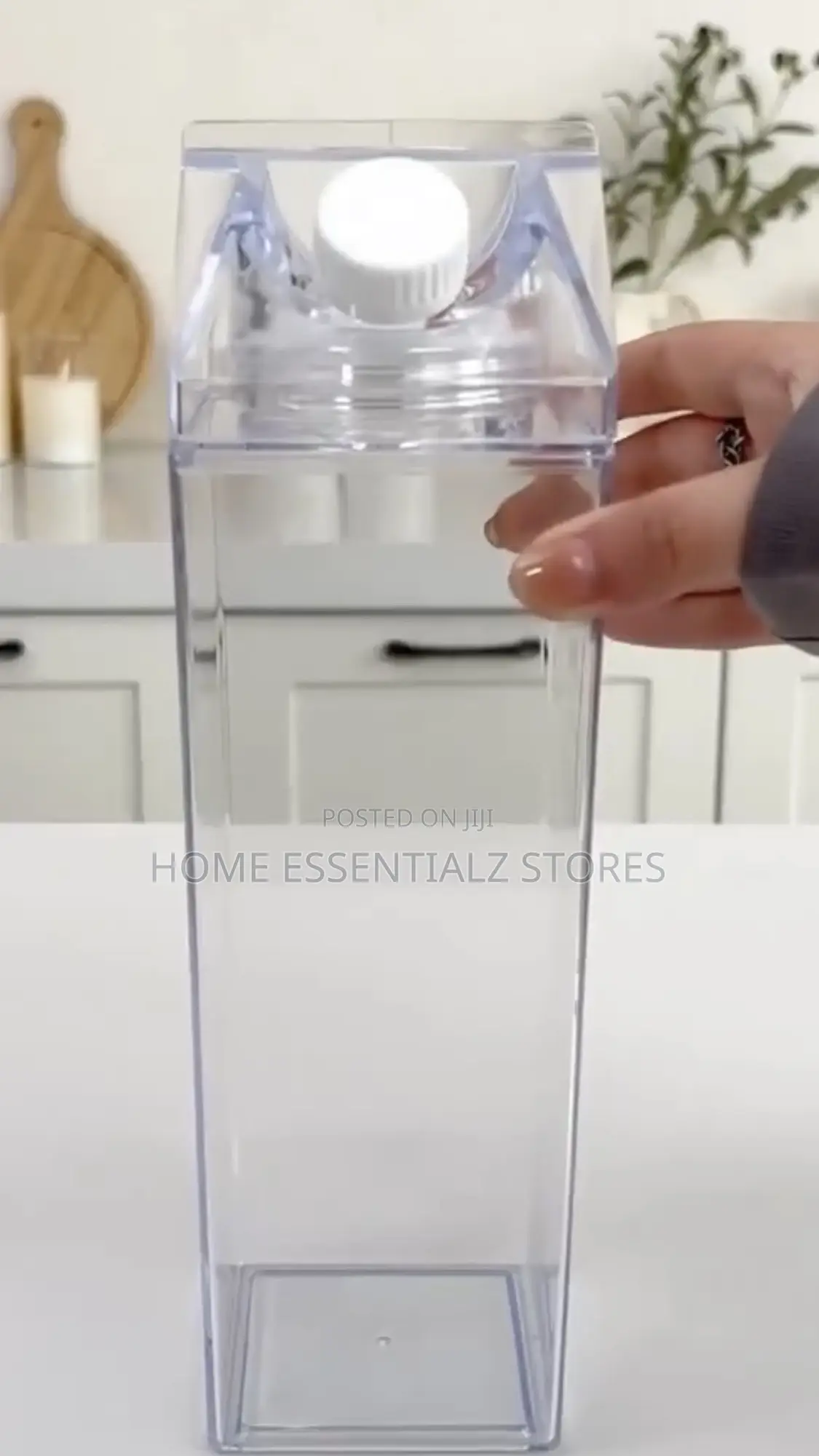 1000ml Clear Acrylic Milk Carton Water Bottle - Juice and Detox Bottle