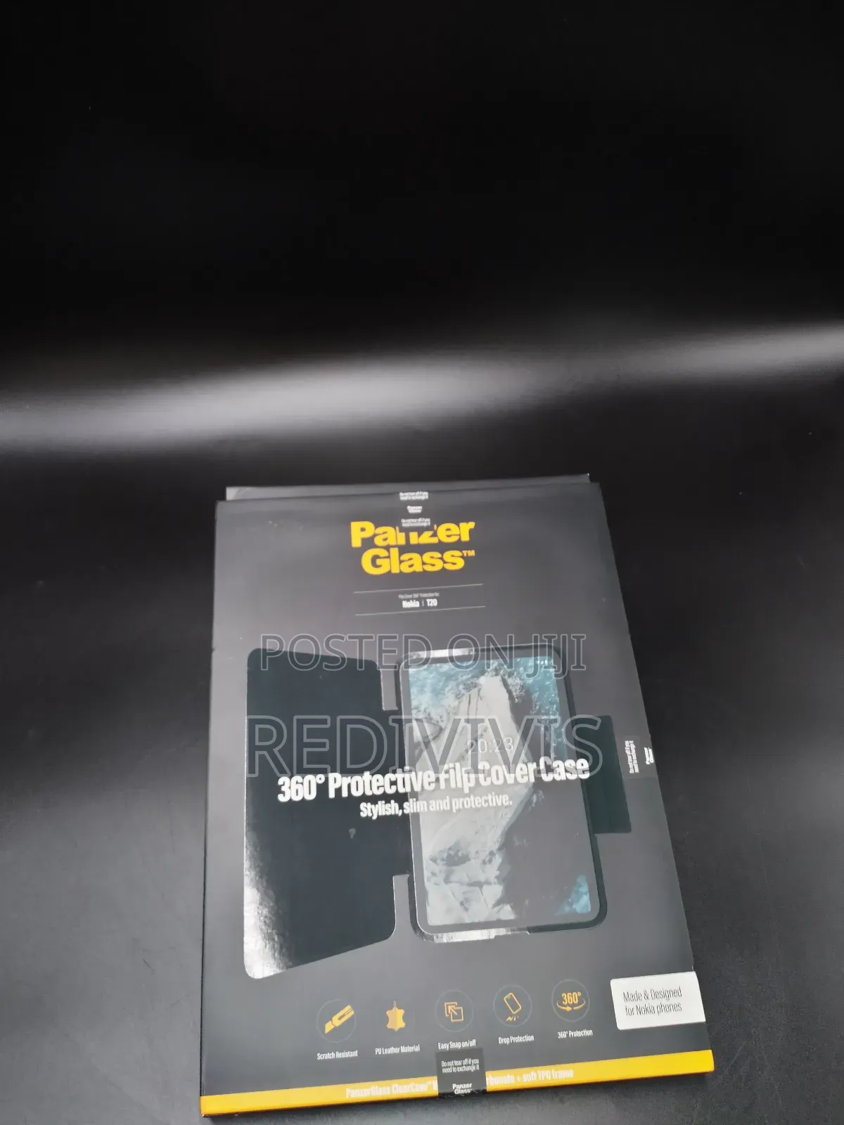 Nokia T20 Flip Cover Case - Panzer Glass 360° Stand + Free Delivery