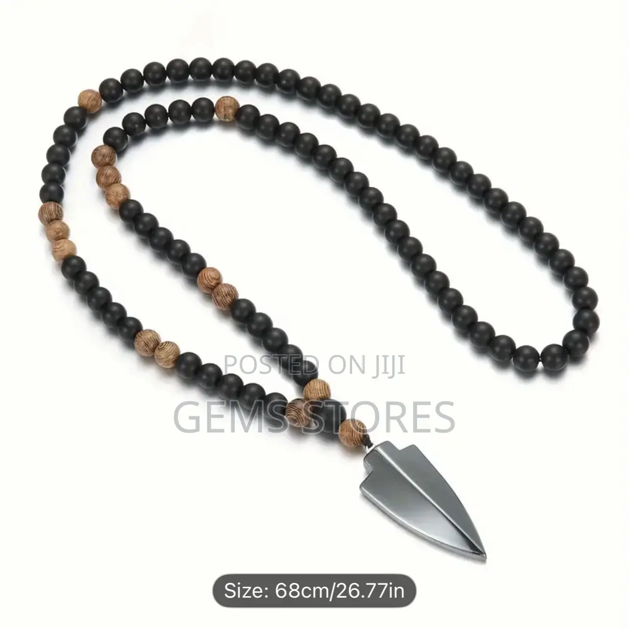 Men's Beaded Necklace With Arrowhead Pendant