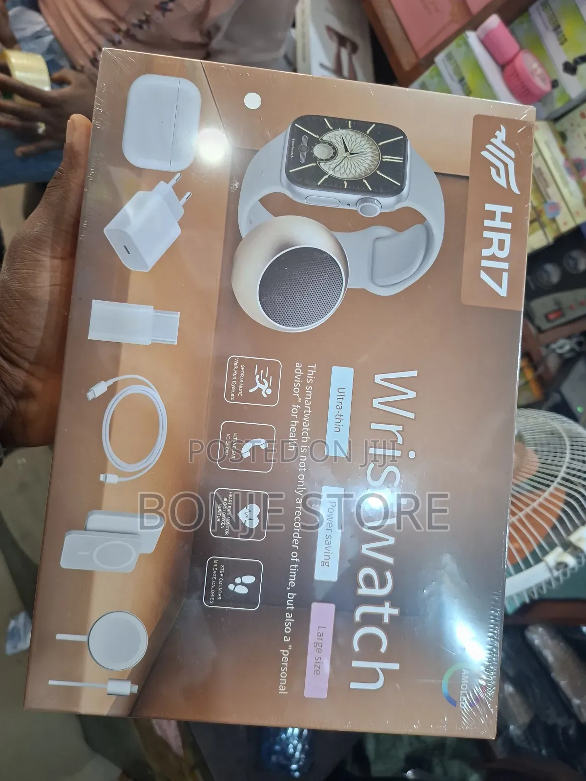 Hr17 Wrist Watch With Speaker, Earphones, Charging Head, Magnet Charge