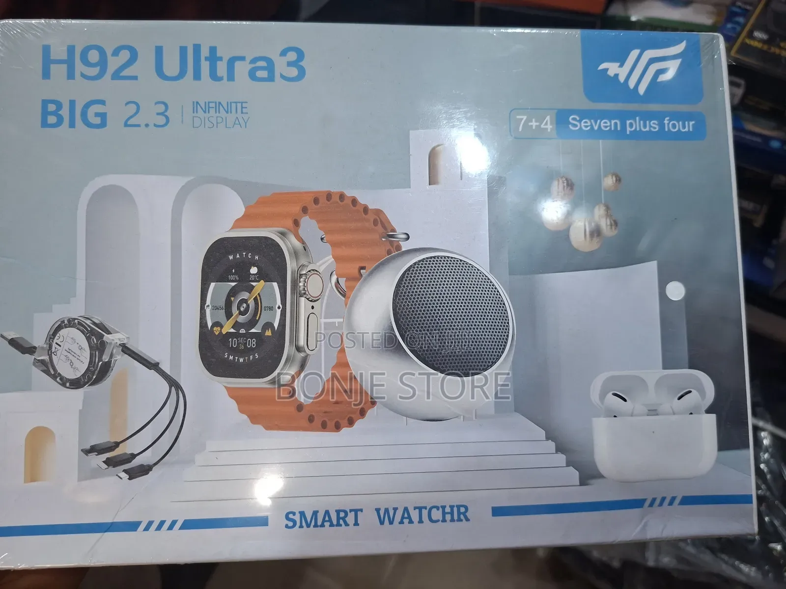 H92 Ultra3 Smart Watch With 7 Straps, Earbud, Speaker, Magnetic Charge