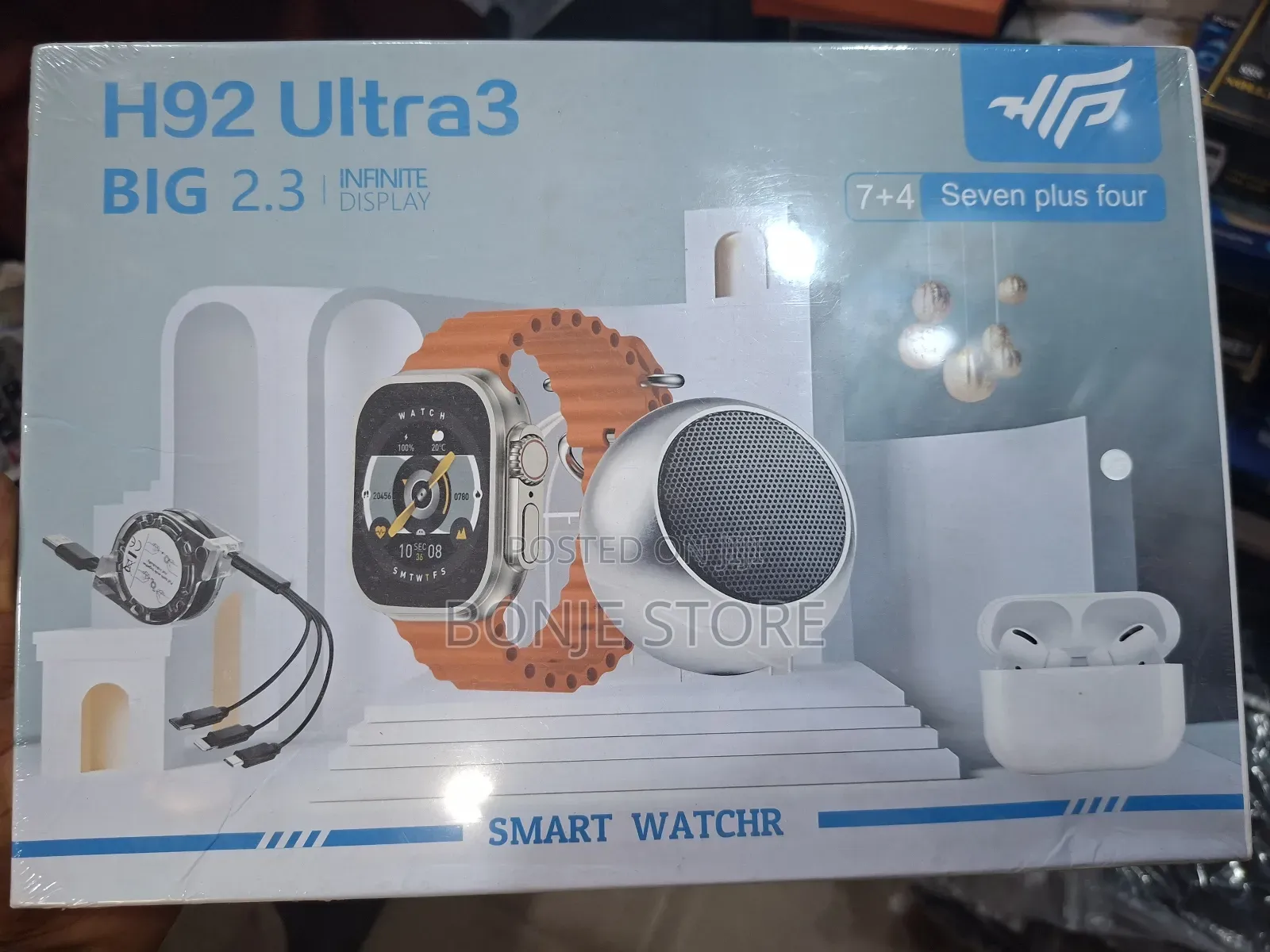 H92 Ultra3 Smart Watch With 7 Straps, Earbud, Speaker, Magnetic Charge