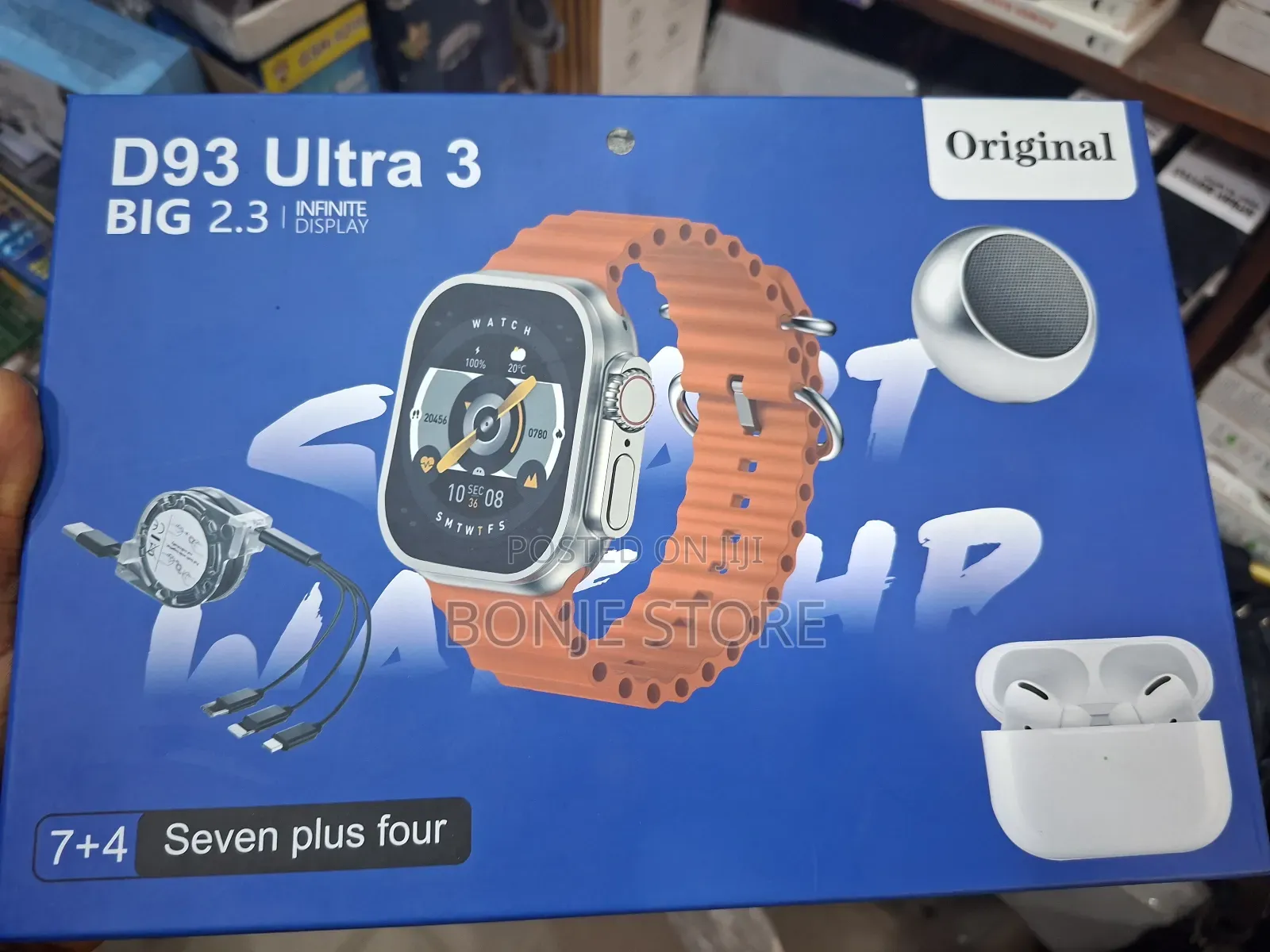 D93 Ultra 3 Smart Watch With 7 Strap, Speaker,Bearbud, Magnetic Charge