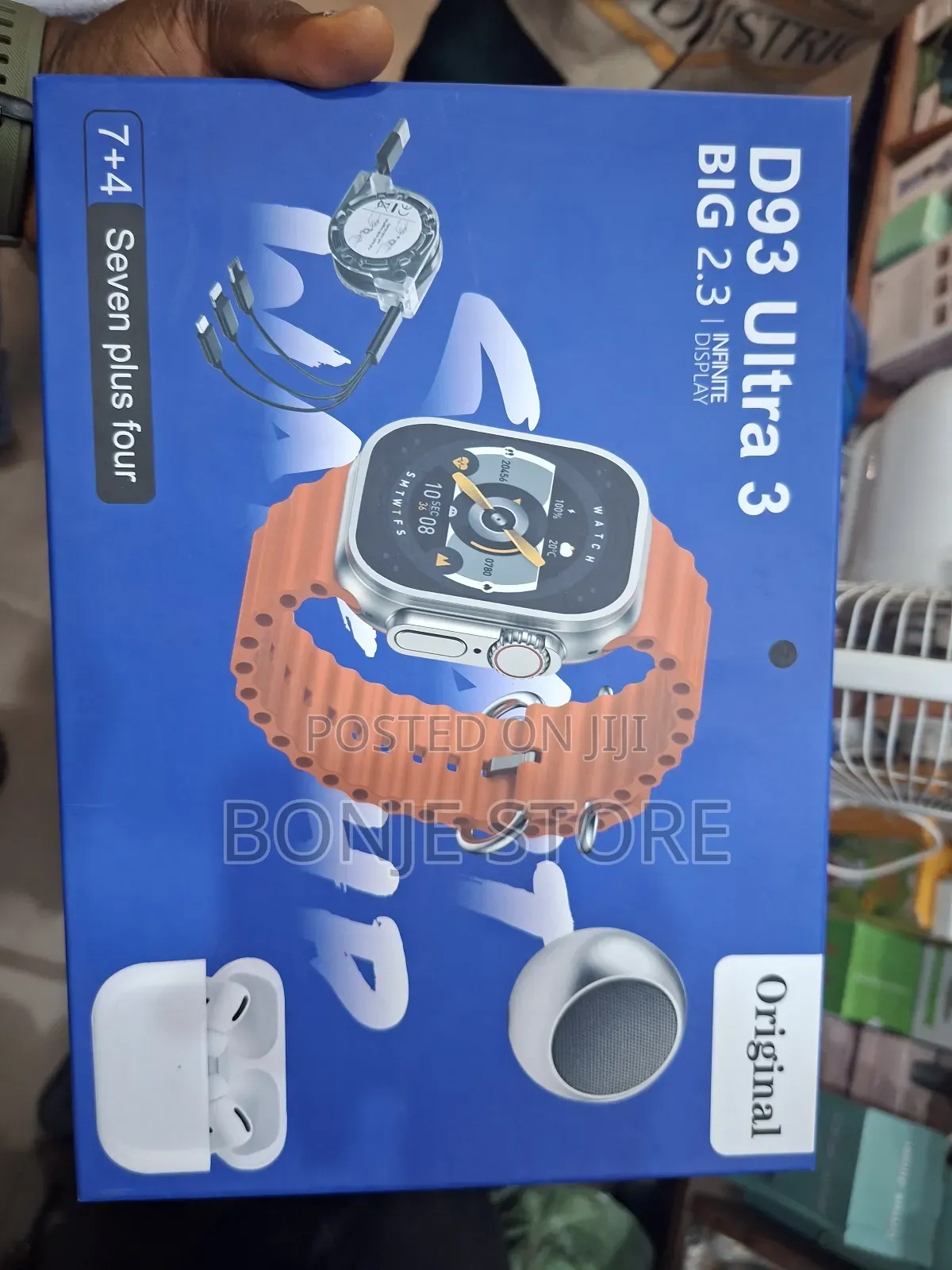 D93 Ultra 3 Smart Watch With 7 Strap, Speaker,Bearbud, Magnetic Charge