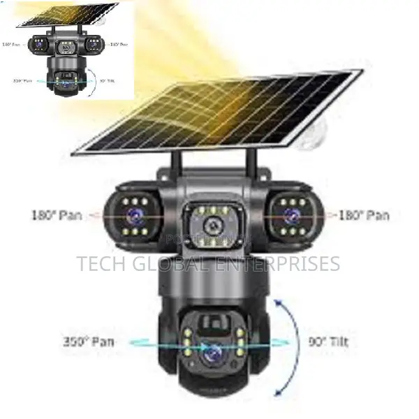 V380 Pro Solar Powered 4g Wifi Three Lens Security CCTV Camera