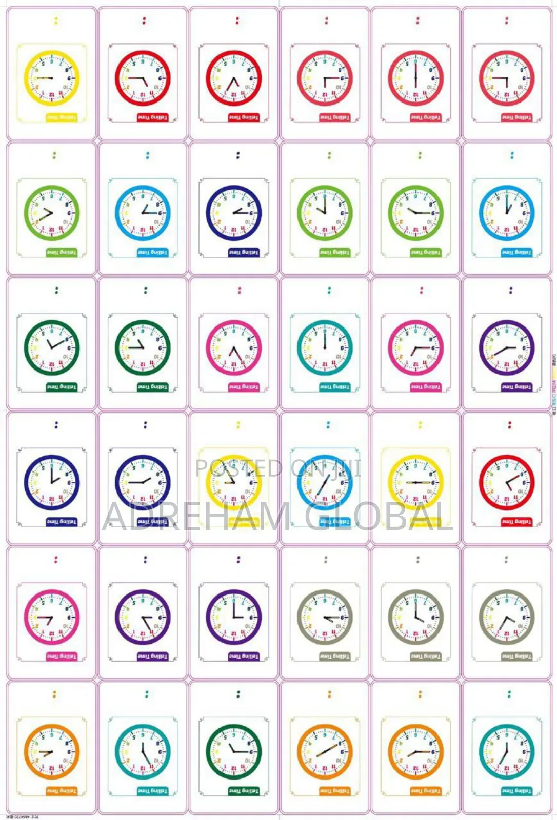 Telling Time: Kids Learning Flash Cards(36pc Cards)