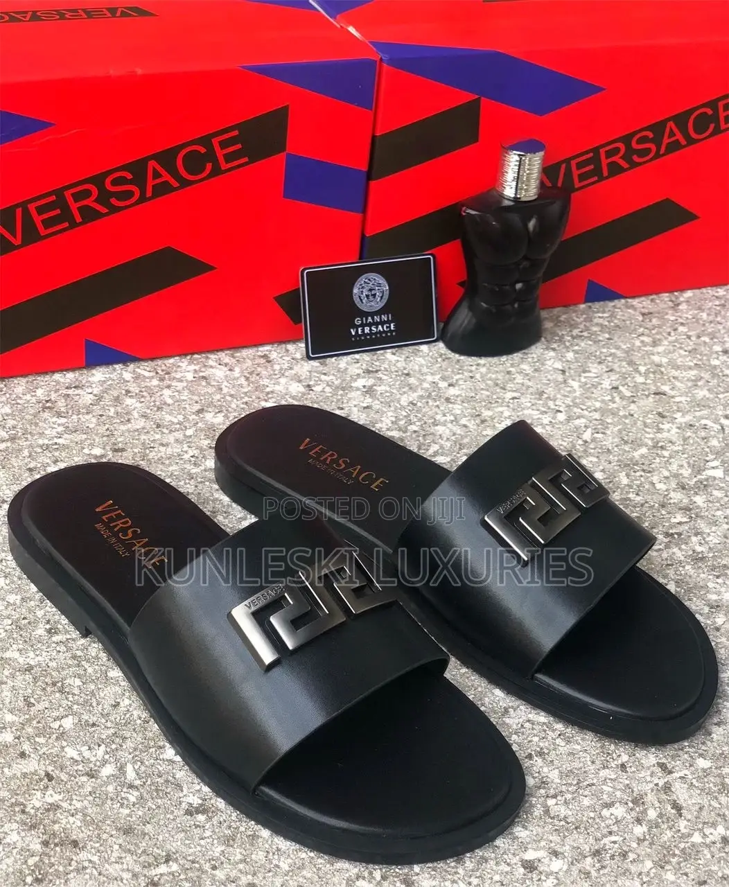 Original Versace Men Leather Slippers