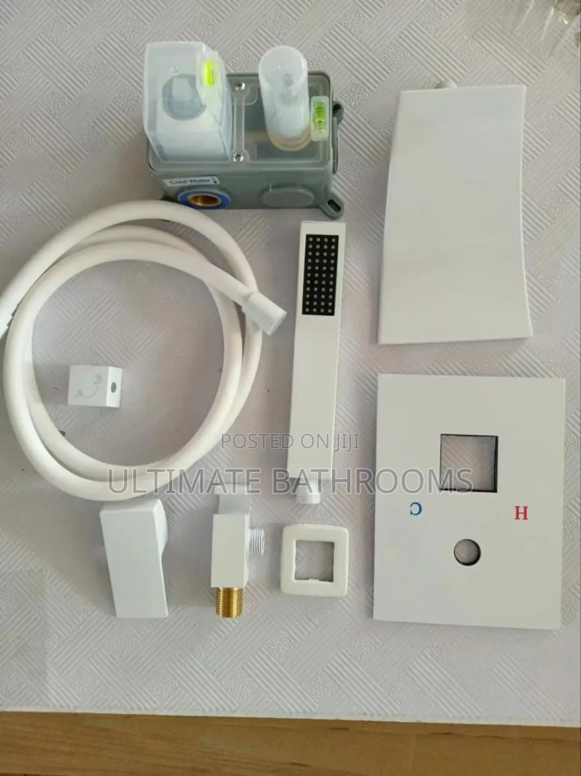 White Waterfall Conduit Bathtub Shower Mixer