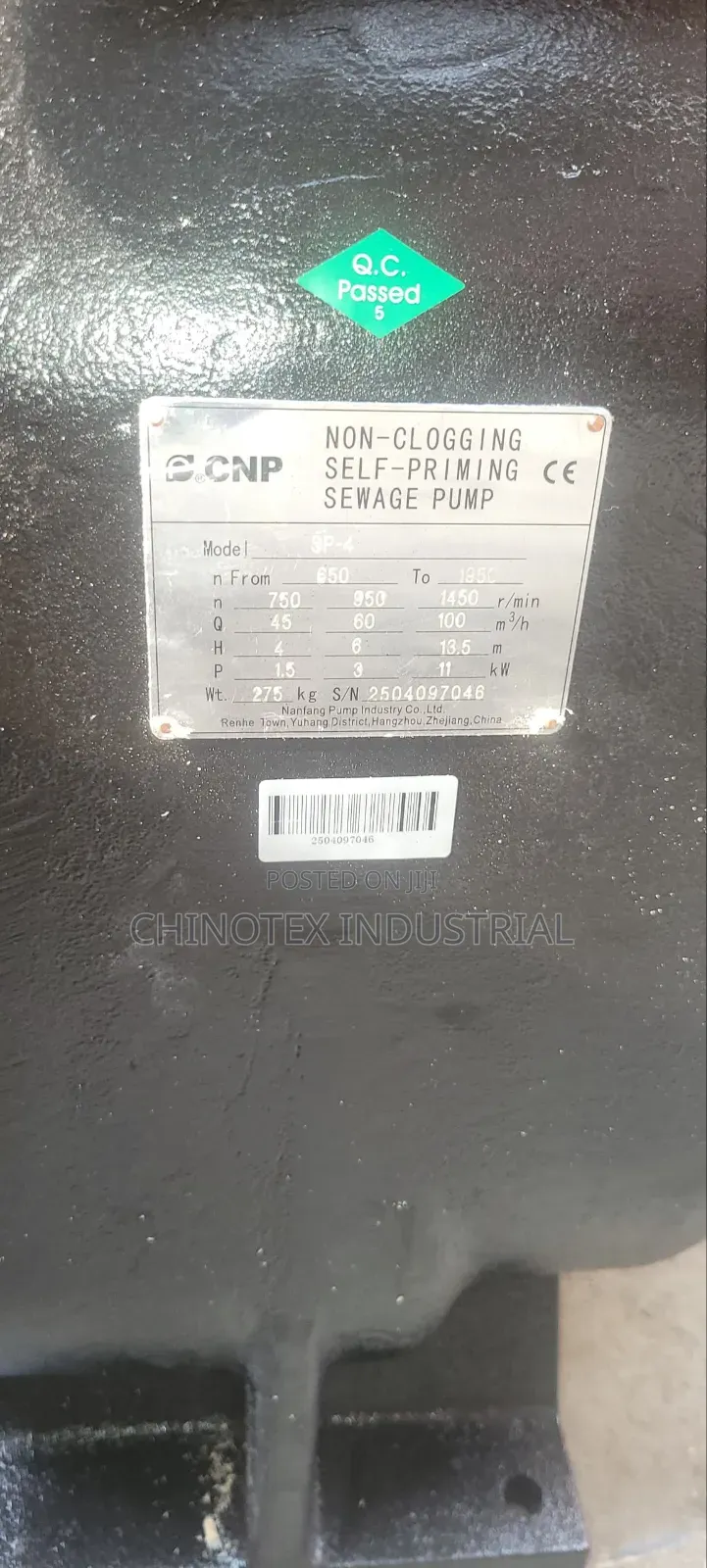 4" Inches Self Priming Sewage Pump