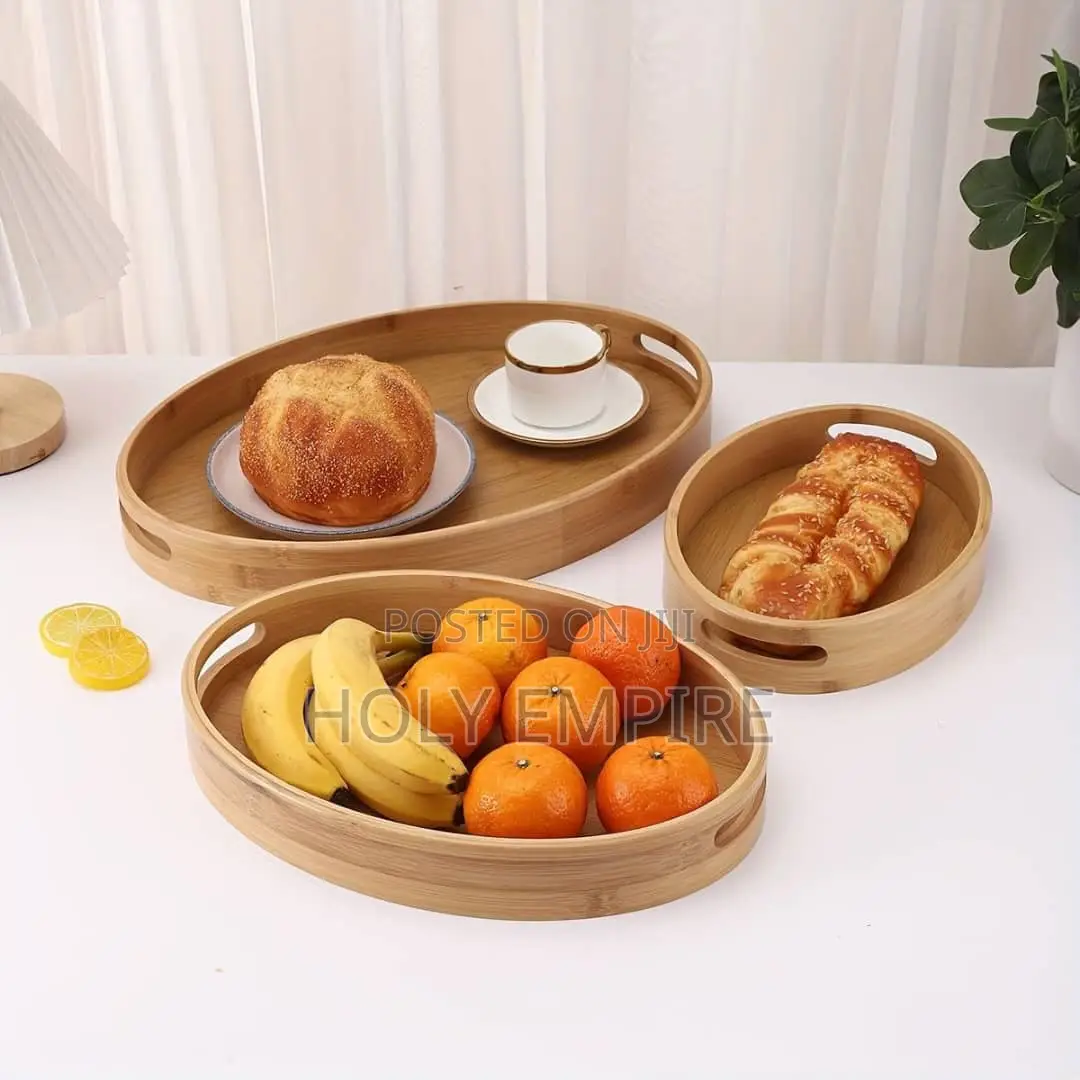 Bamboo Rectangular Tea Tray Simple Wooden Storage Trays Hotel Home
