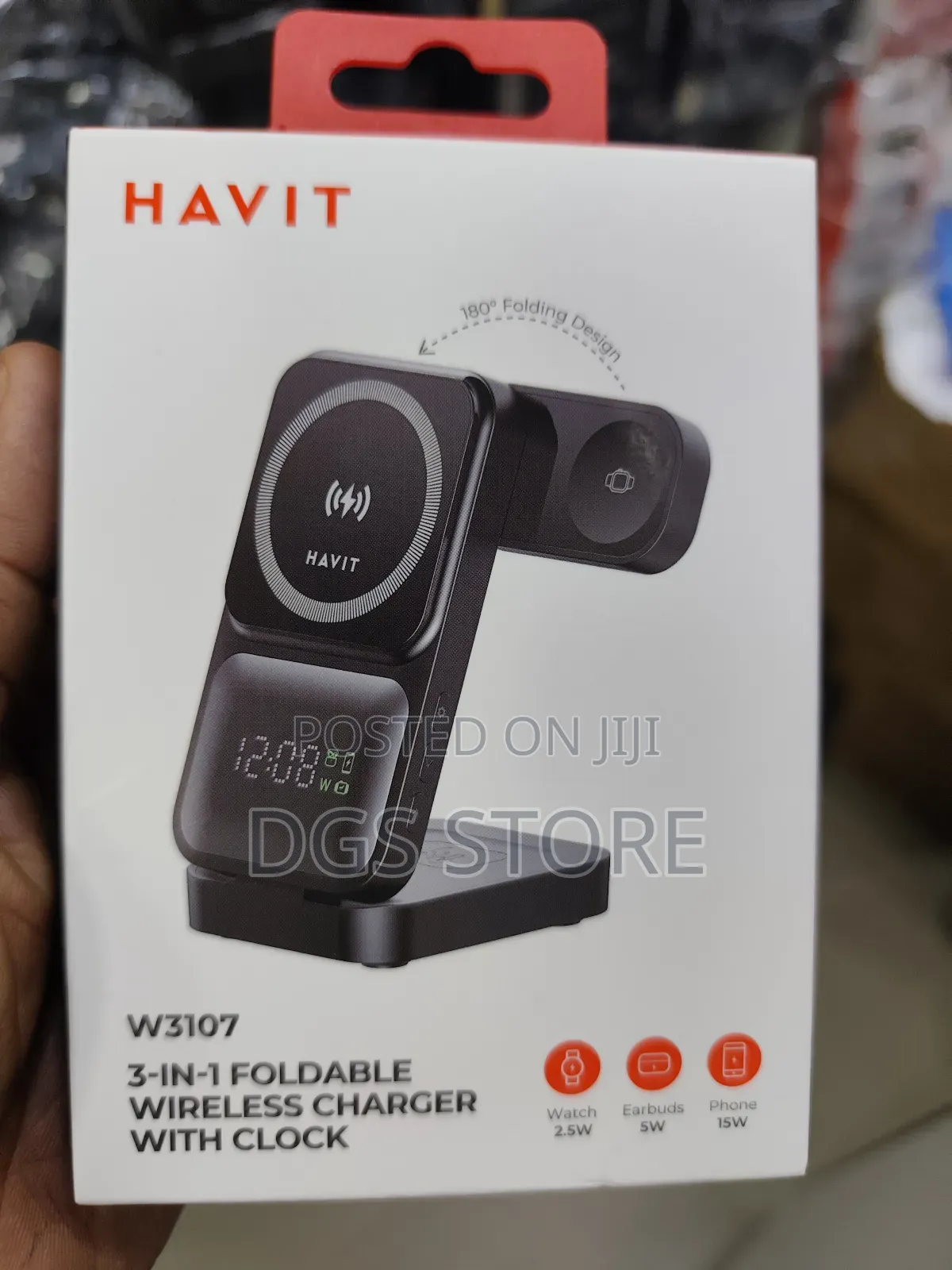Havit W3107 3in1 Wireless Charger With Clock