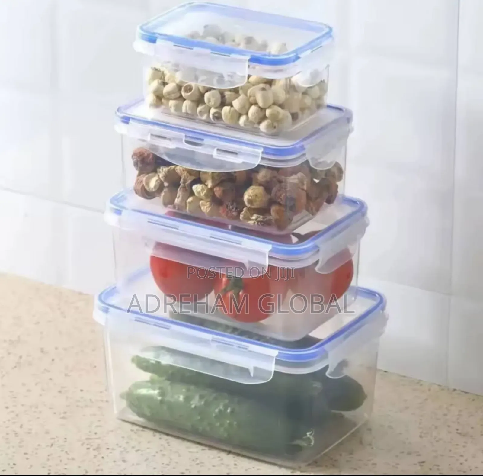 4pcs Refrigerator Storage Box Food Containers Plastic Fresh With Lid
